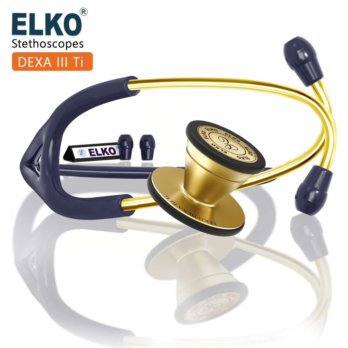 ELKO DEXA III Ti Titanium Stethoscopes- Gold Edition