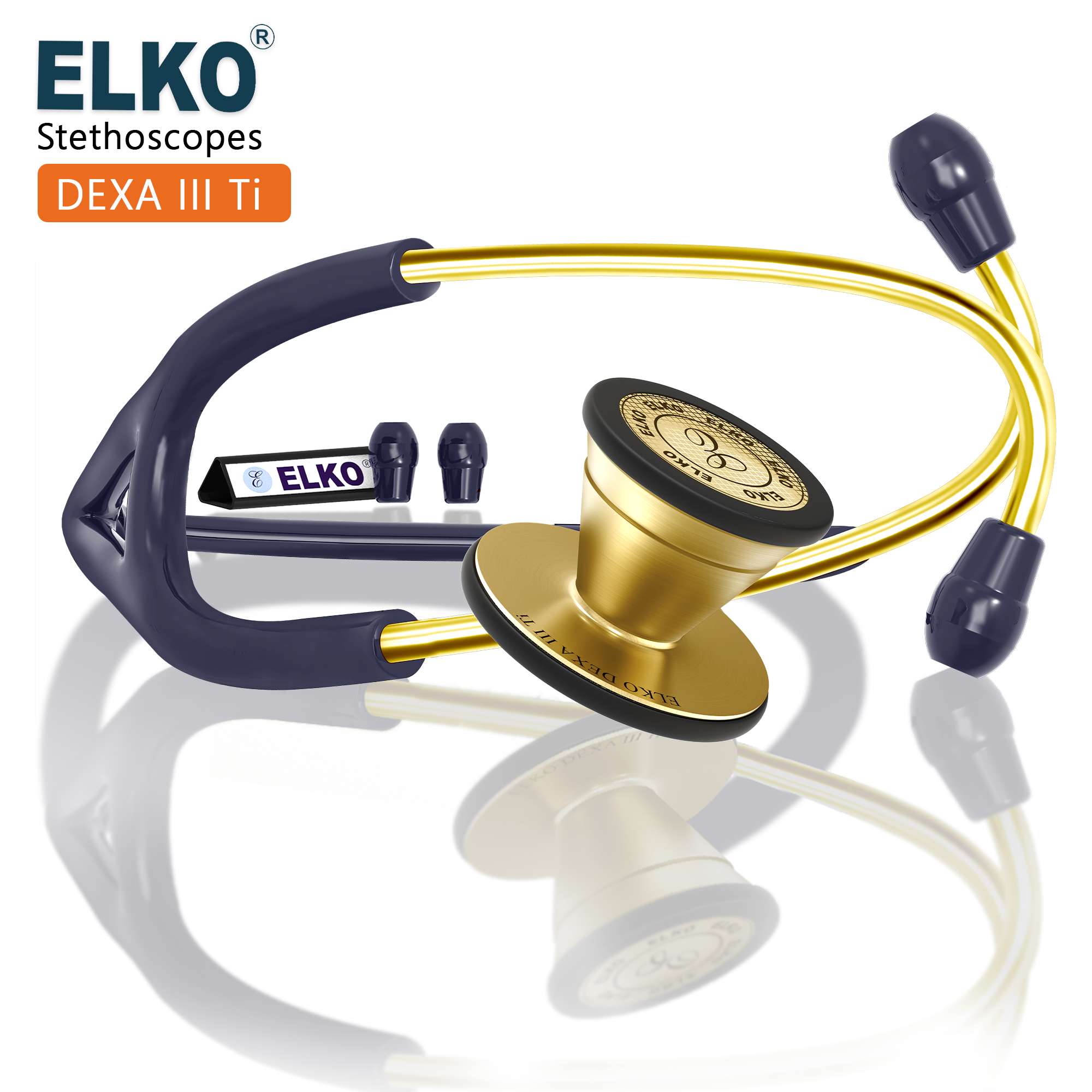 ELKO DEXA III Ti Titanium Stethoscopes- Gold Edition