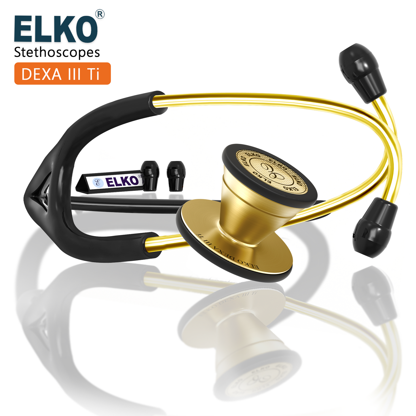 ELKO DEXA III Ti Titanium Stethoscopes- Gold Edition