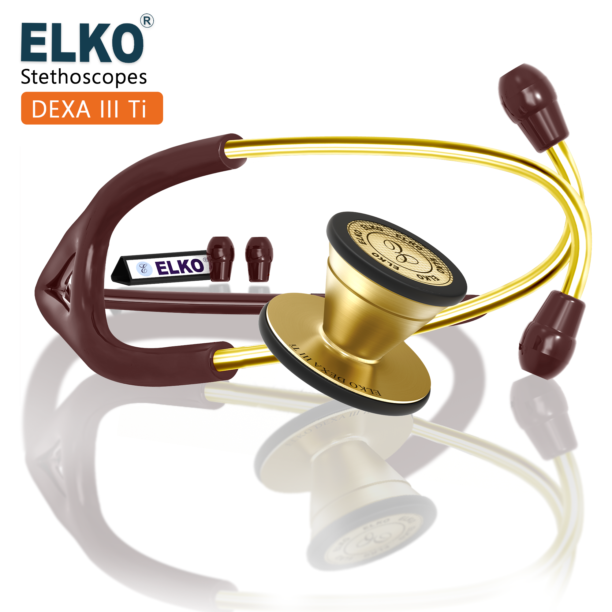 ELKO DEXA III Ti Titanium Stethoscopes- Gold Edition