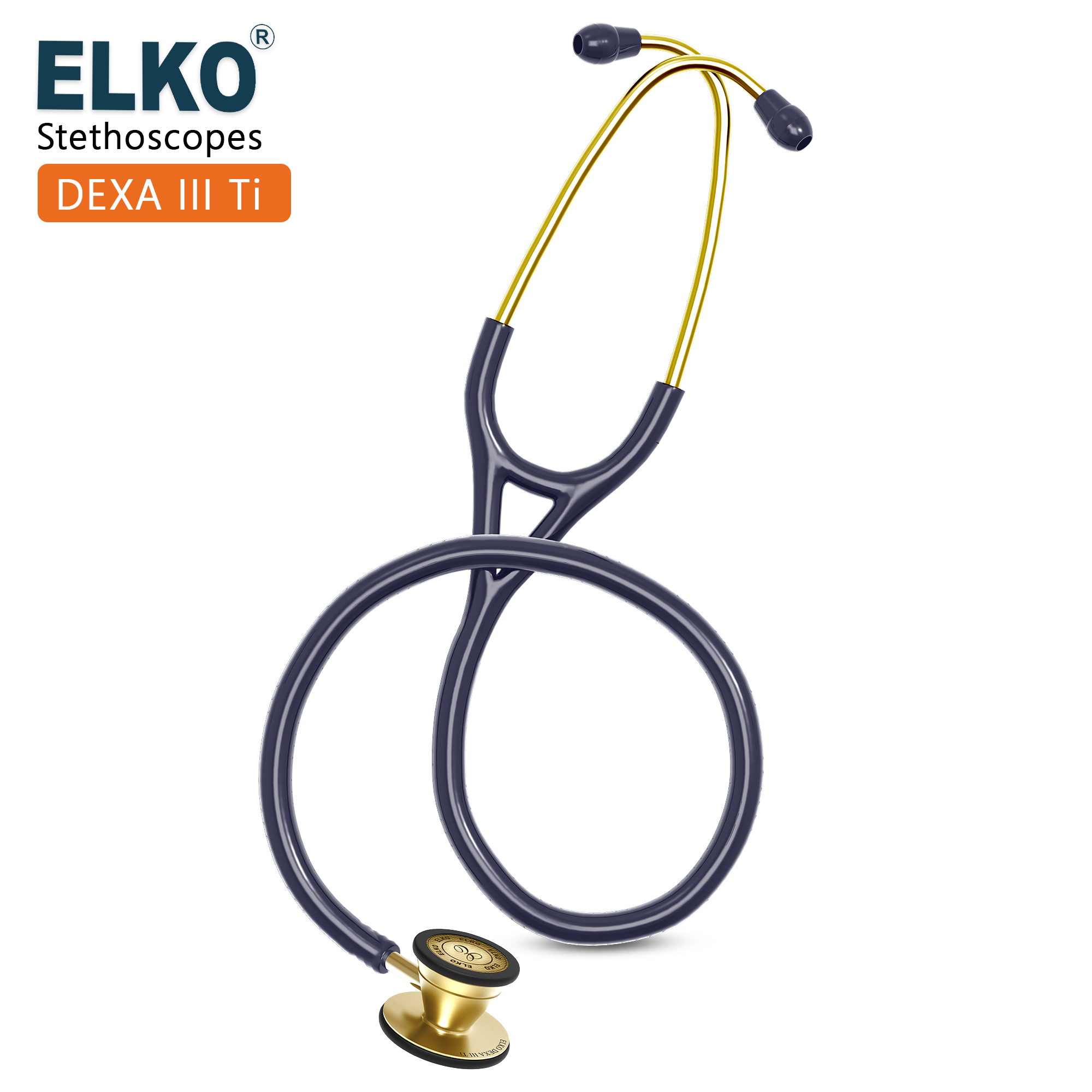 ELKO DEXA III Ti Titanium Stethoscopes- Gold Edition