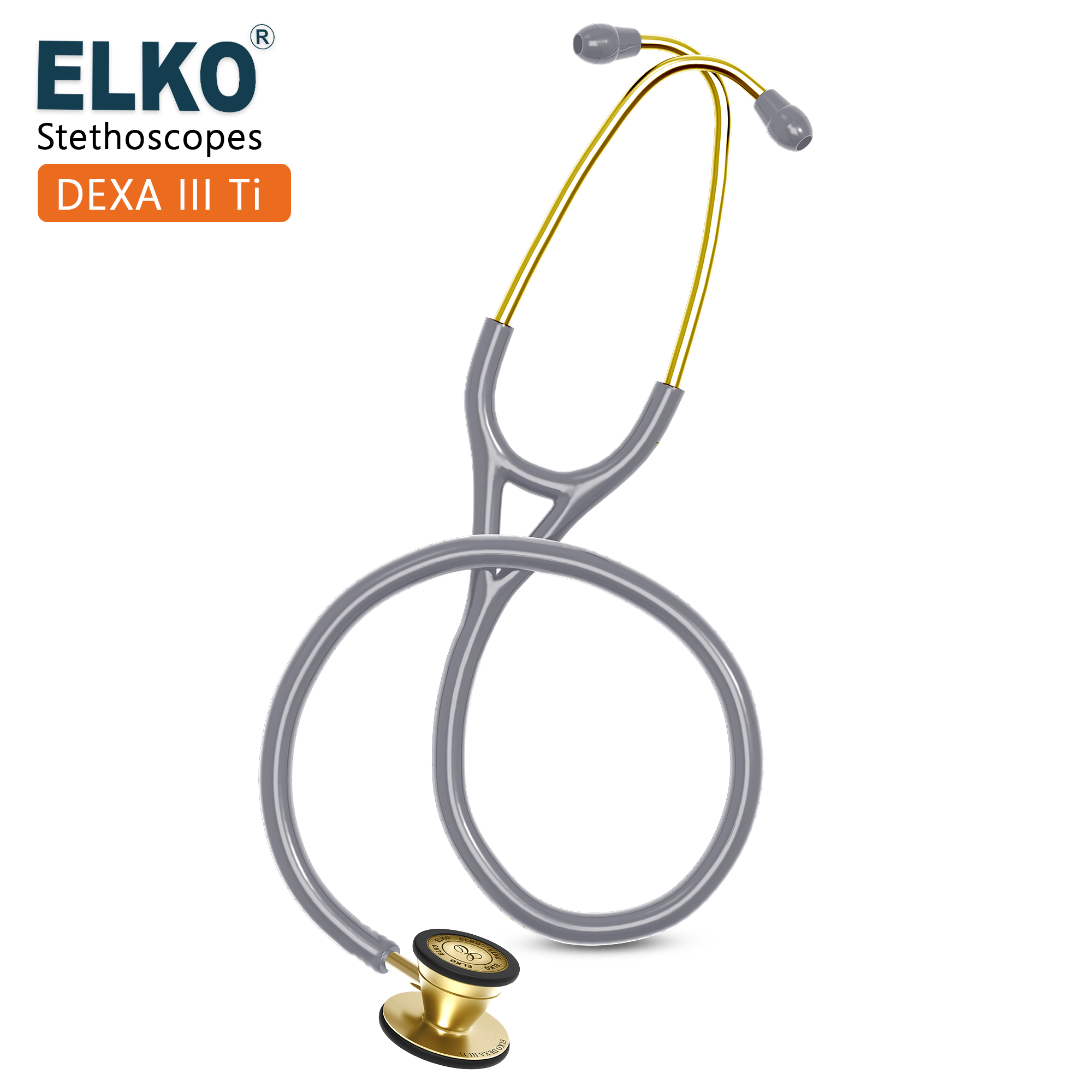 ELKO DEXA III Ti Titanium Stethoscopes- Gold Edition