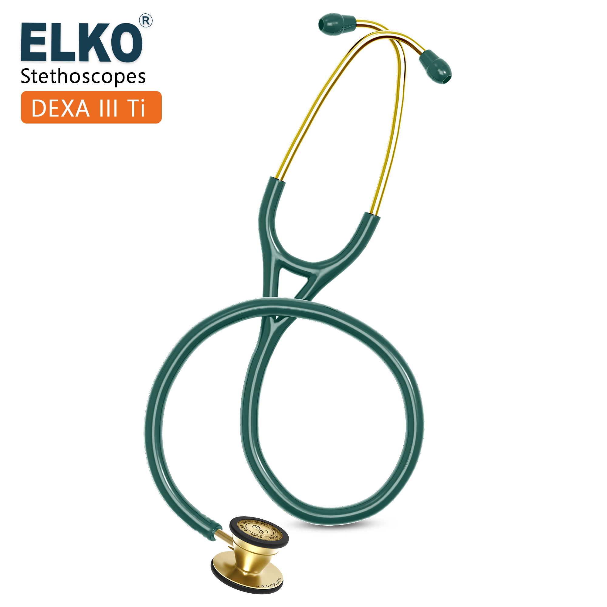 ELKO DEXA III Ti Titanium Stethoscopes- Gold Edition
