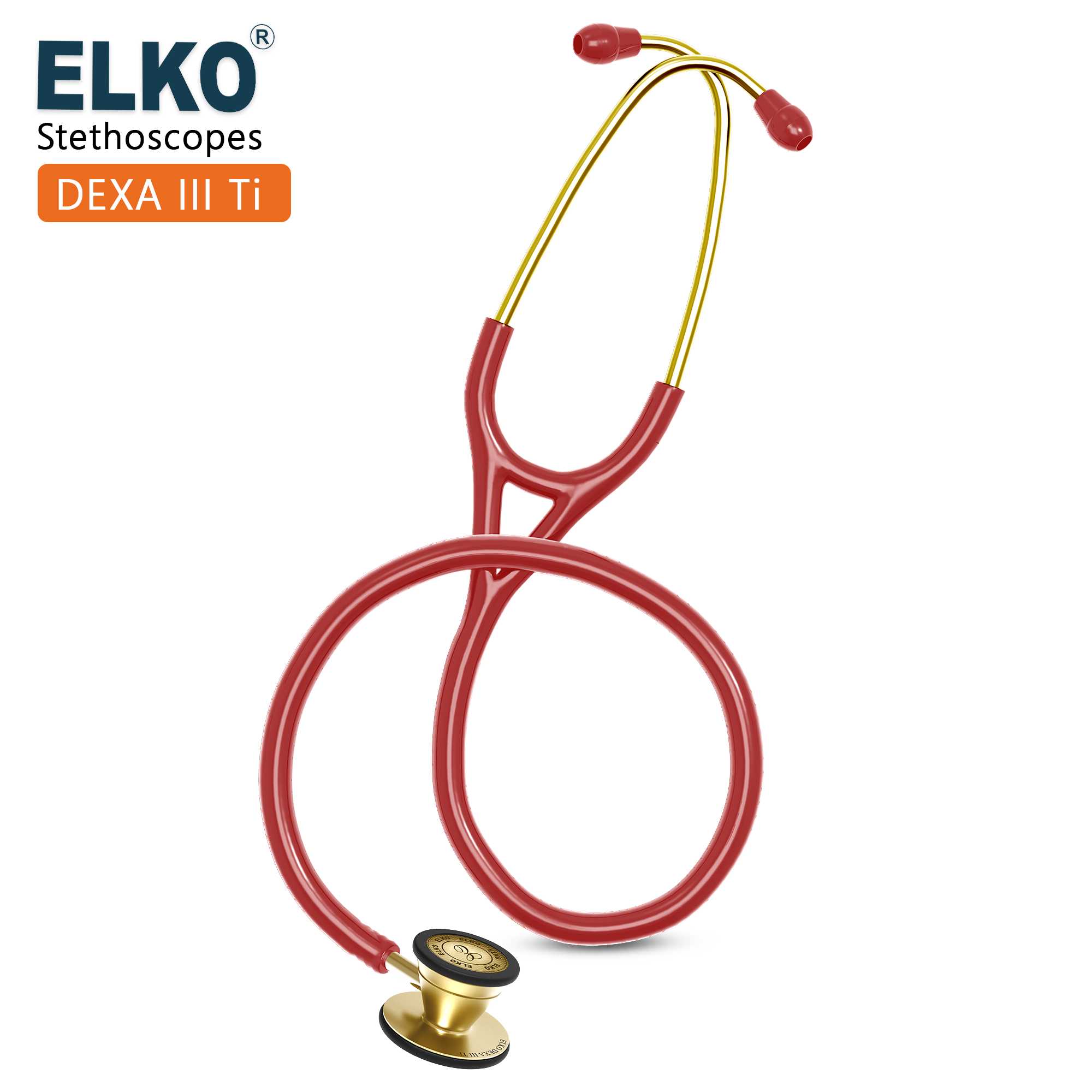 ELKO DEXA III Ti Titanium Stethoscopes- Gold Edition