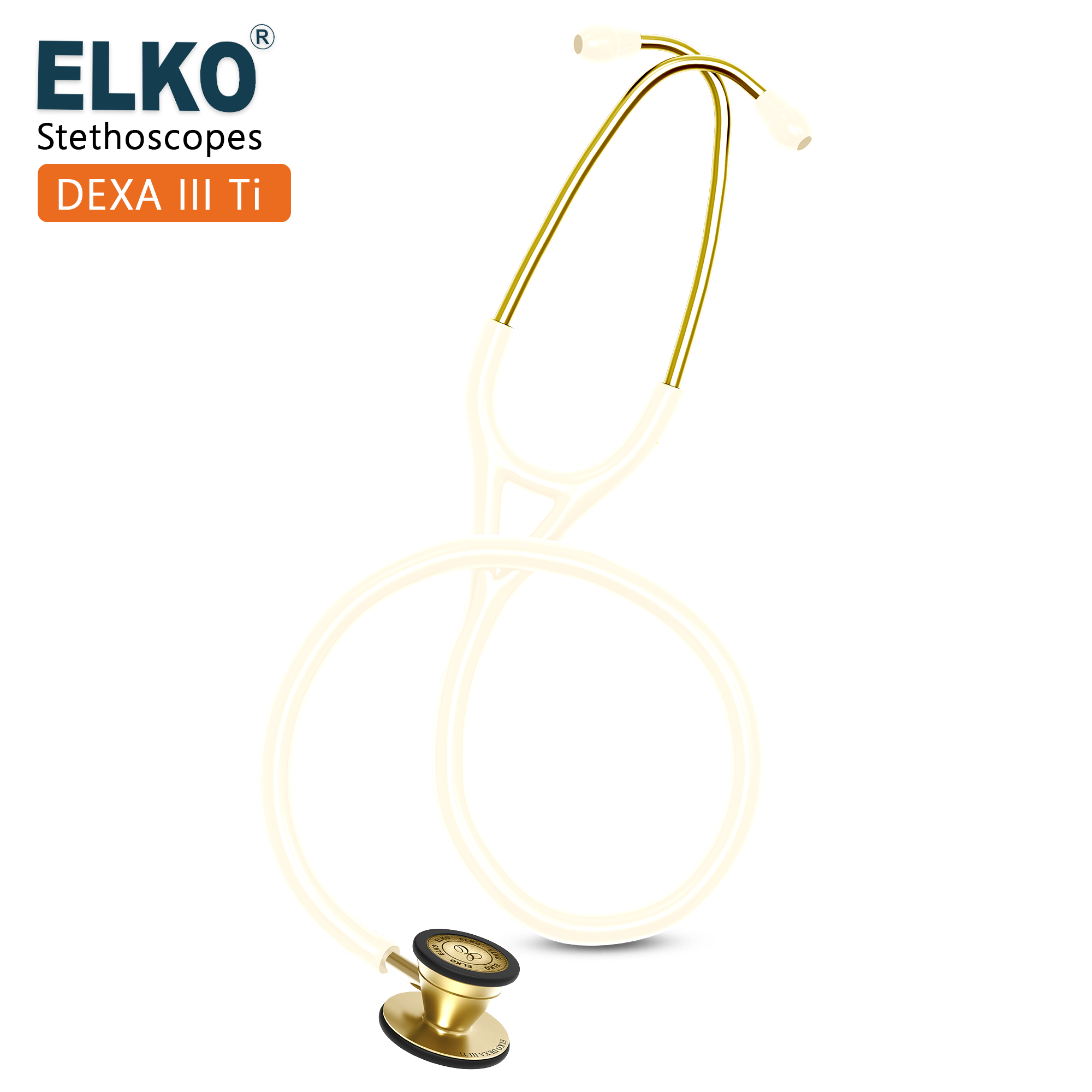ELKO DEXA III Ti Titanium Stethoscopes- Gold Edition