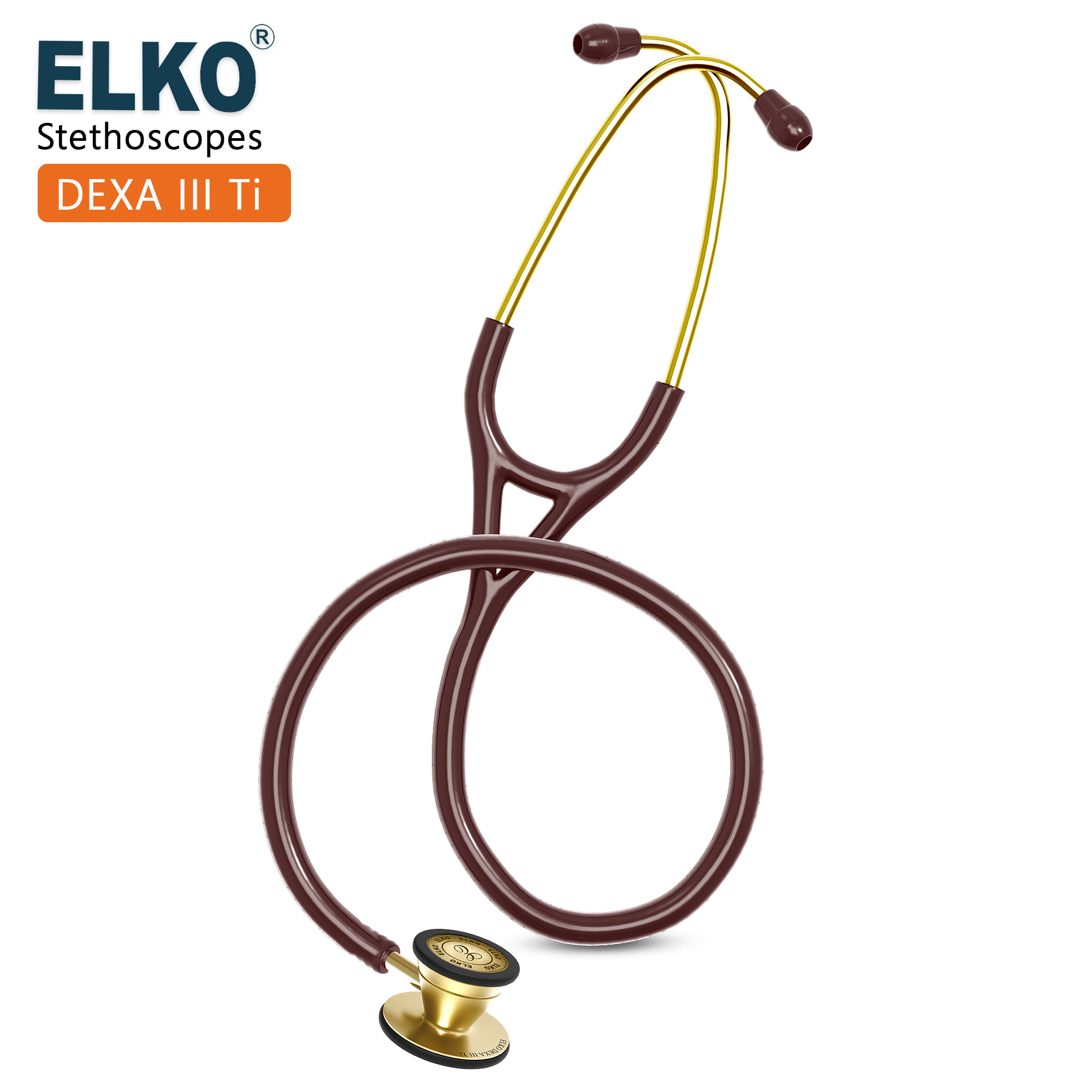 ELKO DEXA III Ti Titanium Stethoscopes- Gold Edition