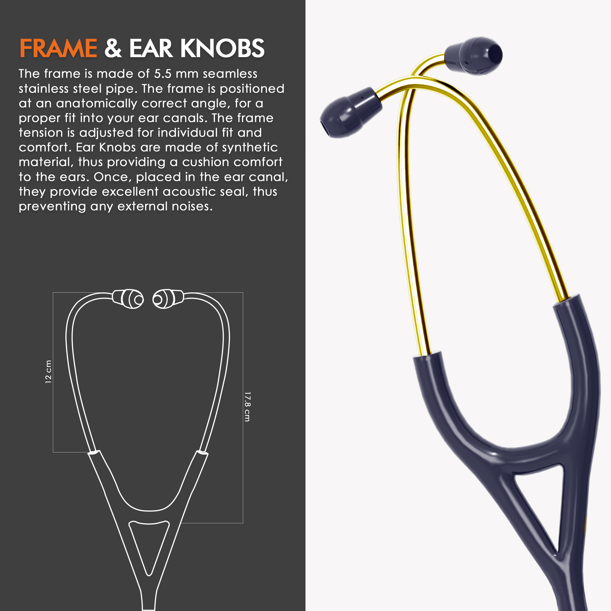 ELKO DEXA III Ti Titanium Stethoscopes- Gold Edition