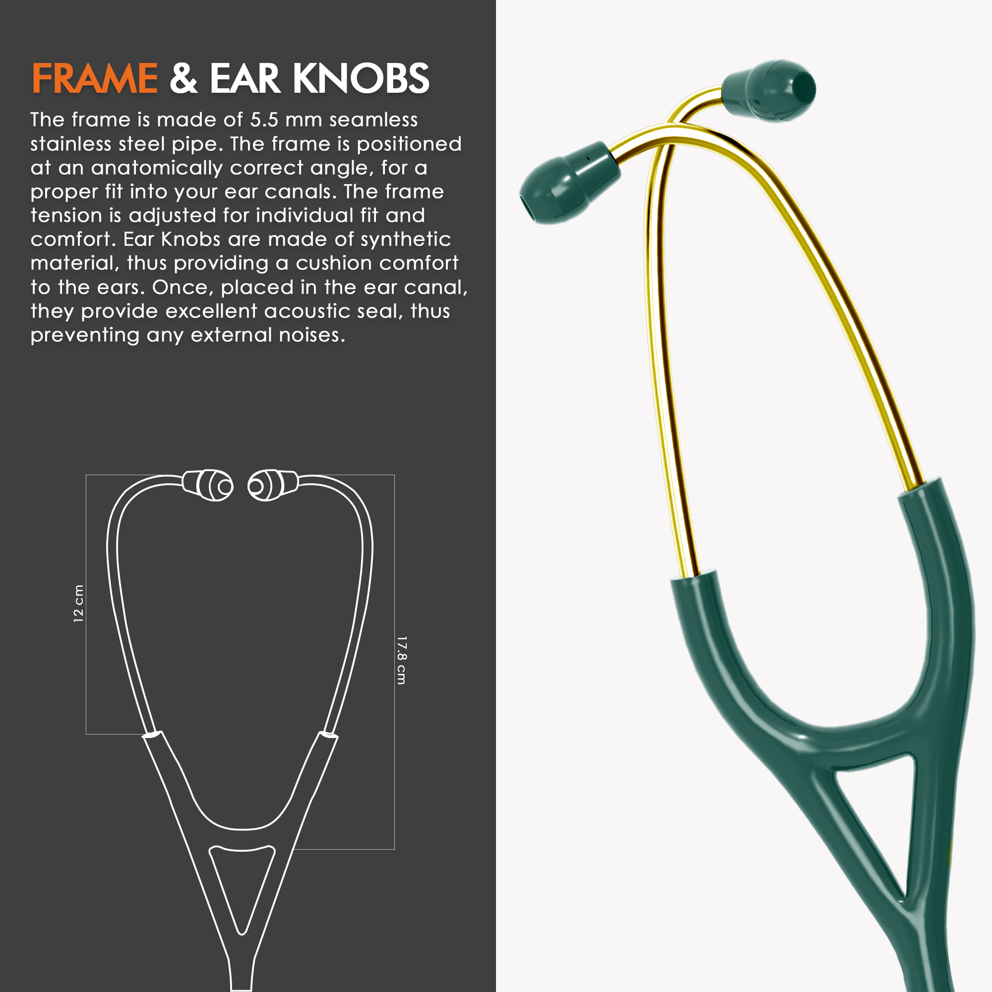ELKO DEXA III Ti Titanium Stethoscopes- Gold Edition