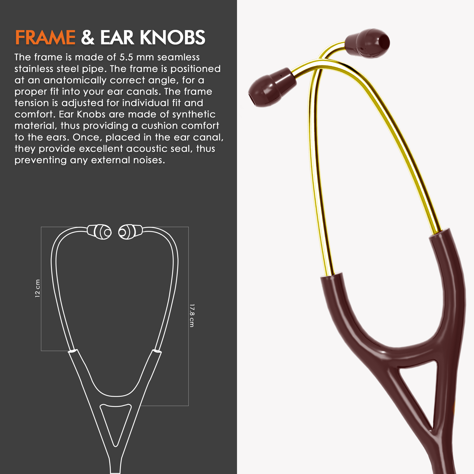 ELKO DEXA III Ti Titanium Stethoscopes- Gold Edition