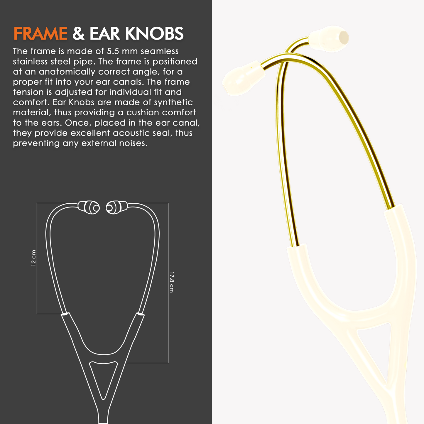 ELKO DEXA III Ti Titanium Stethoscopes- Gold Edition