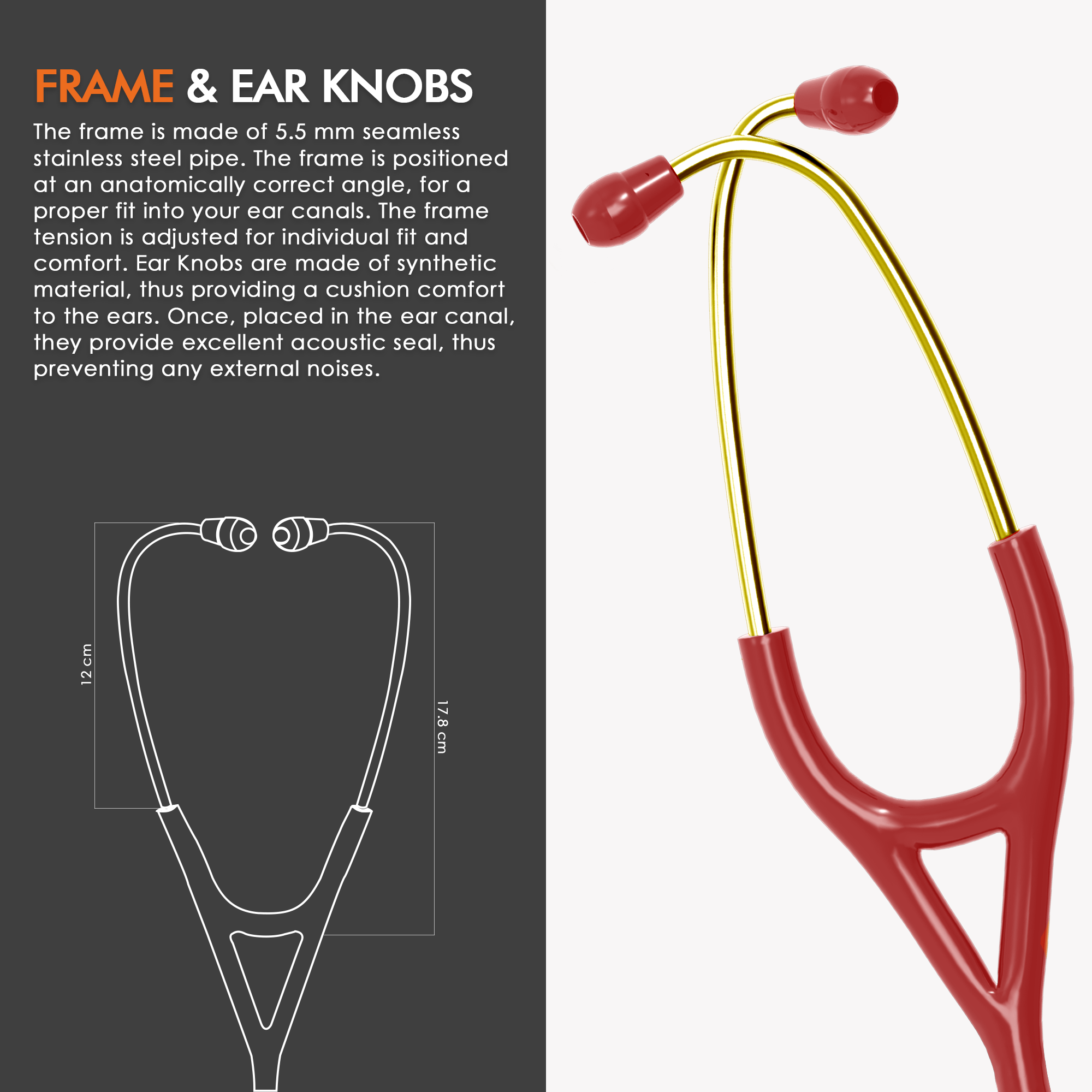 ELKO DEXA III Ti Titanium Stethoscopes- Gold Edition