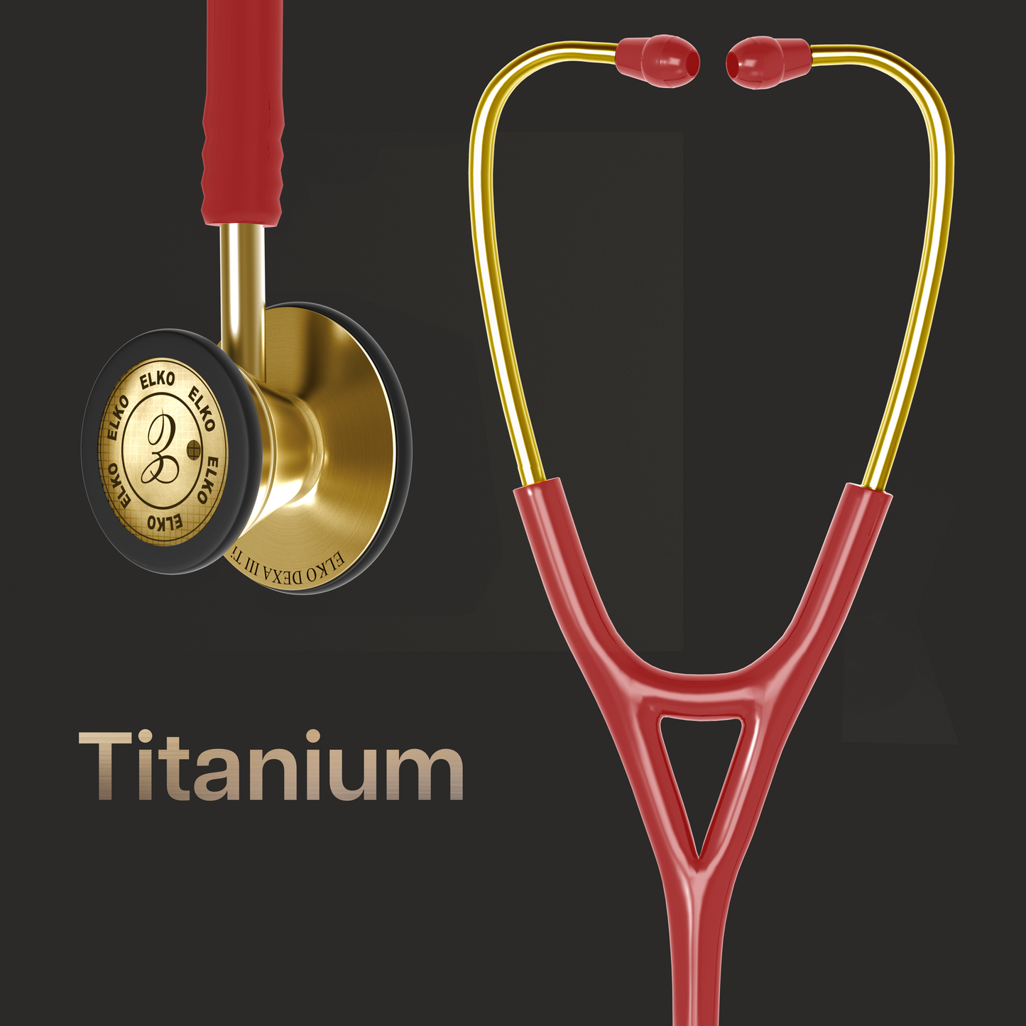 ELKO DEXA III Ti Titanium Stethoscopes- Gold Edition