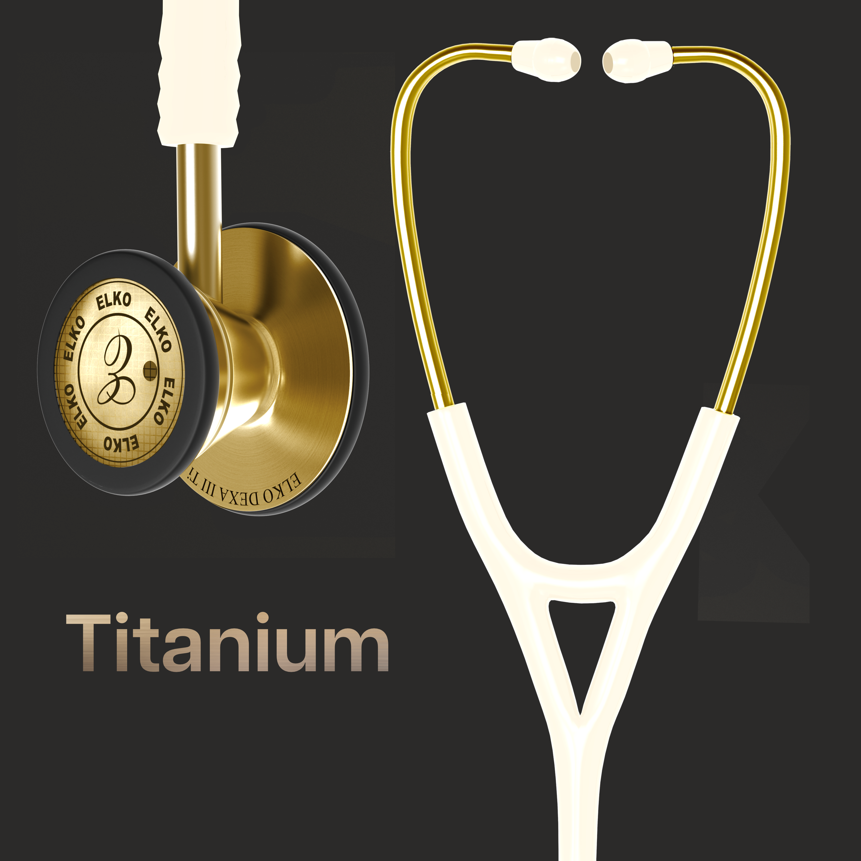 ELKO DEXA III Ti Titanium Stethoscopes- Gold Edition