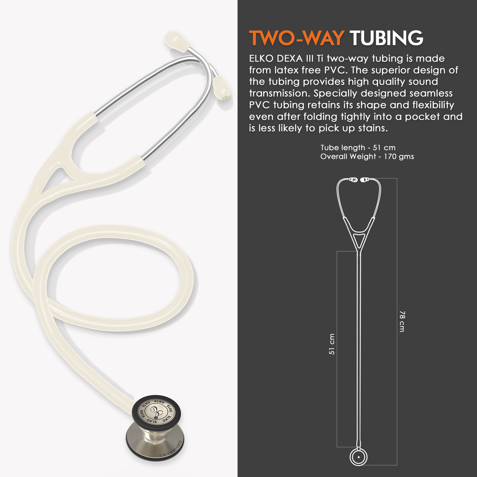 ELKO DEXA III Ti Titanium Stethoscope - Natural Titanium