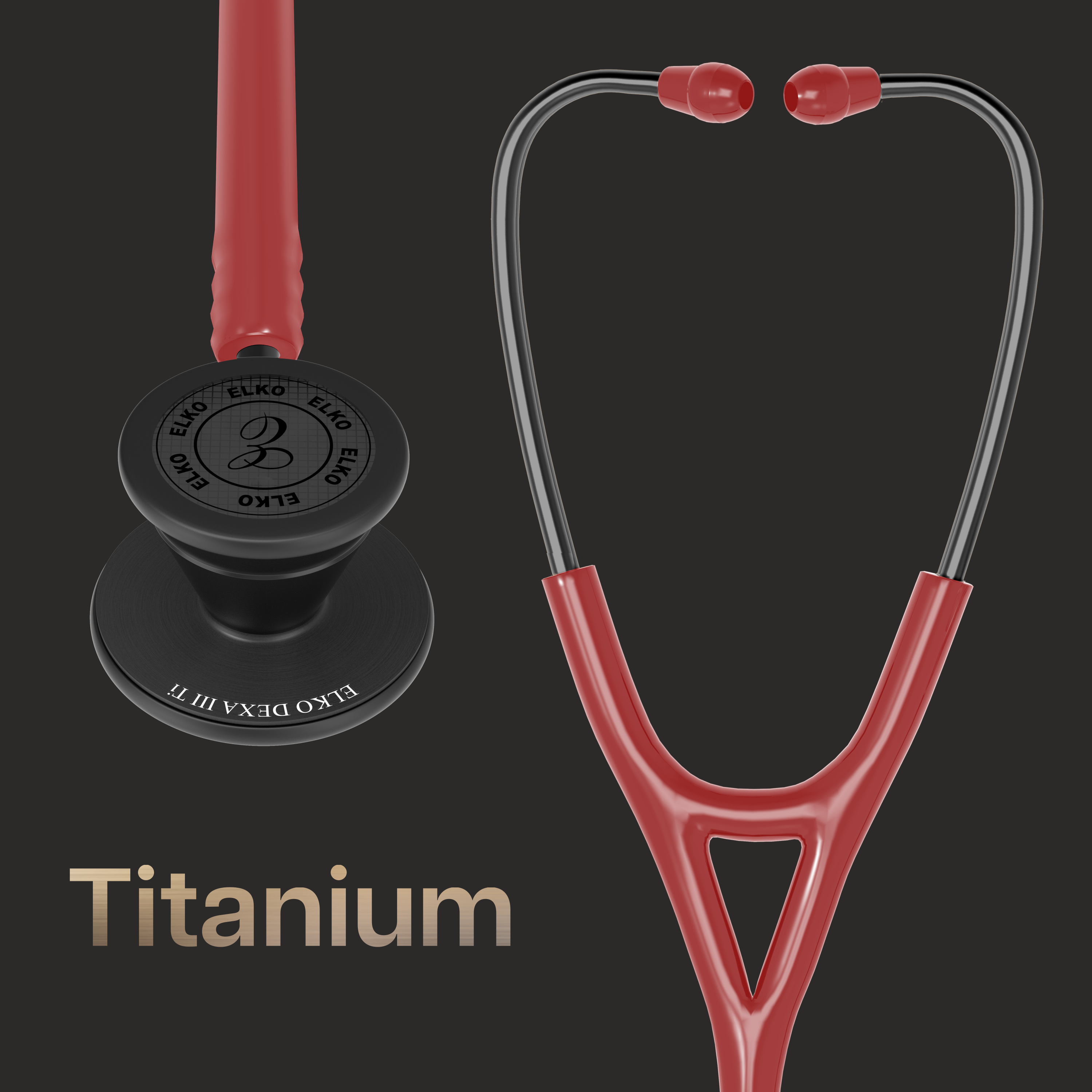ELKO DEXA III Ti Titanium Stethoscope - Black Edition