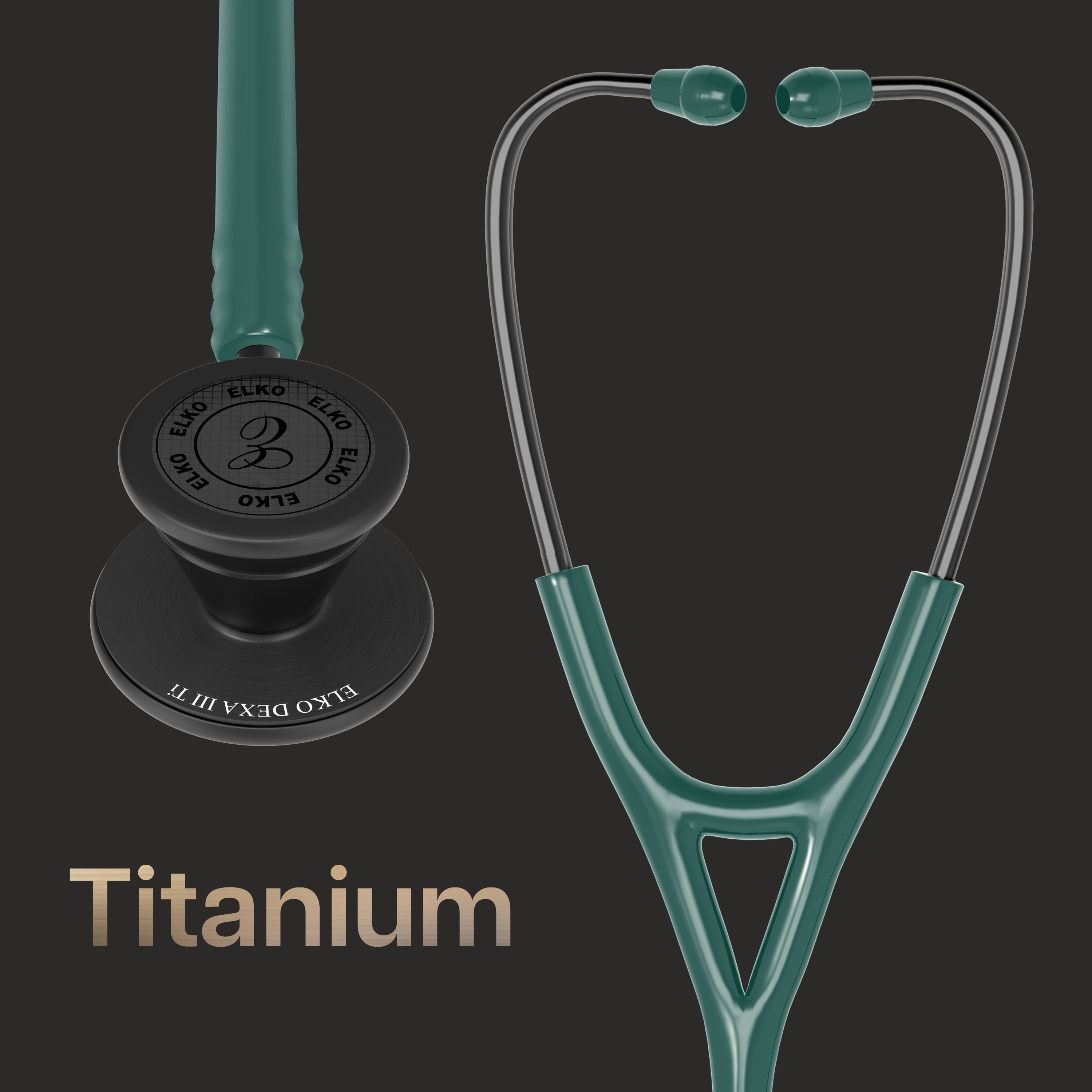 ELKO DEXA III Ti Titanium Stethoscope - Black Edition