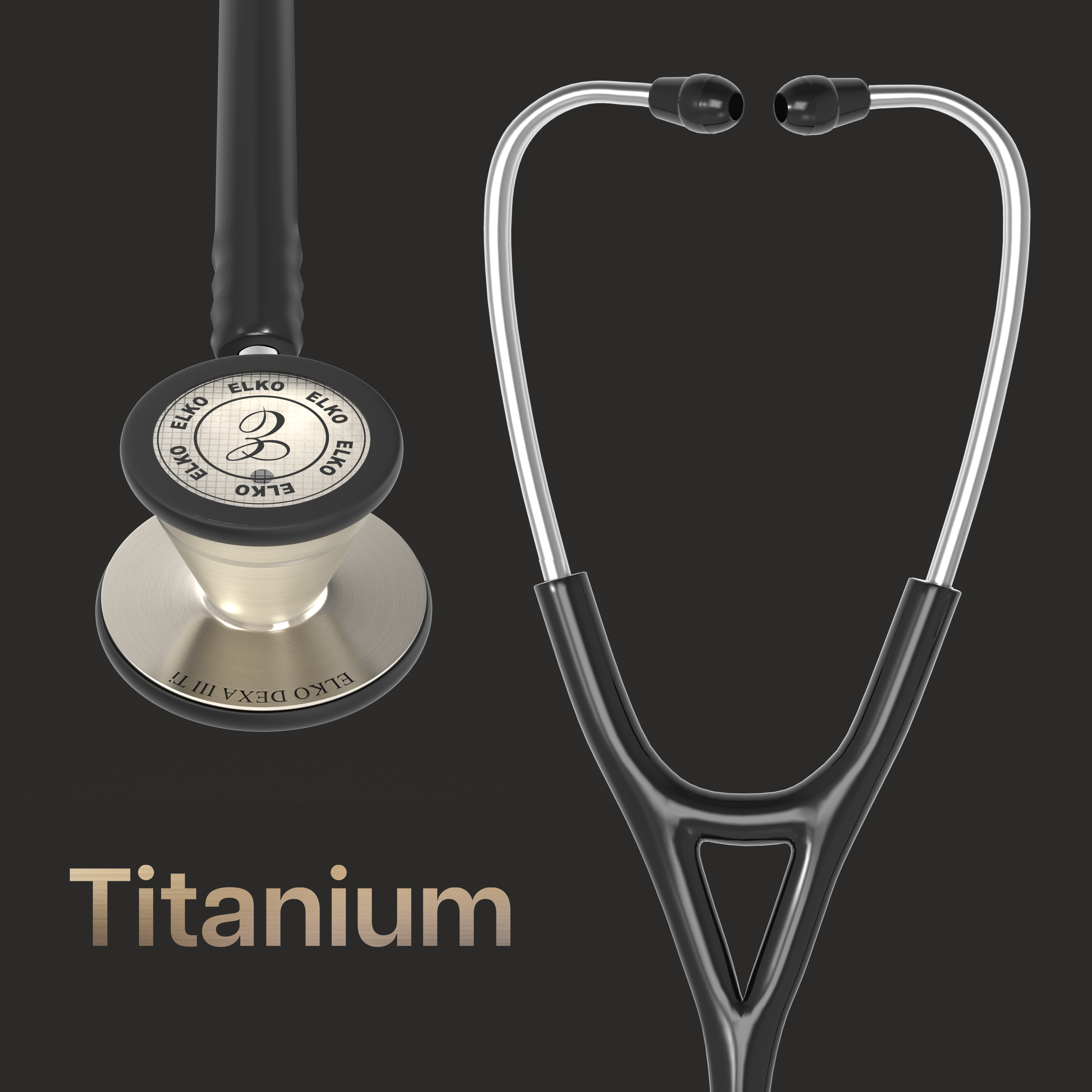ELKO DEXA III Ti Titanium Stethoscope - Natural Titanium