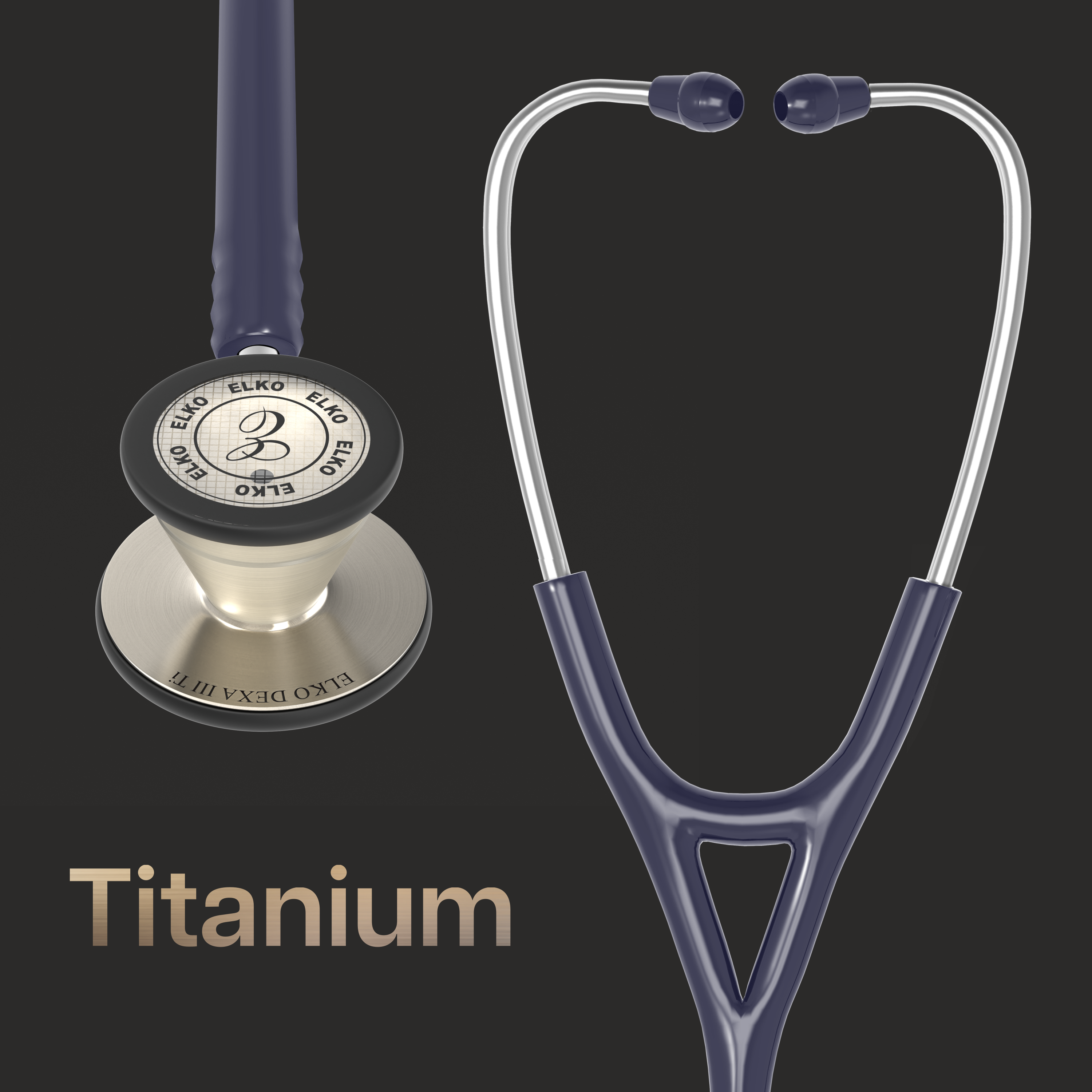 ELKO DEXA III Ti Titanium Stethoscope - Natural Titanium