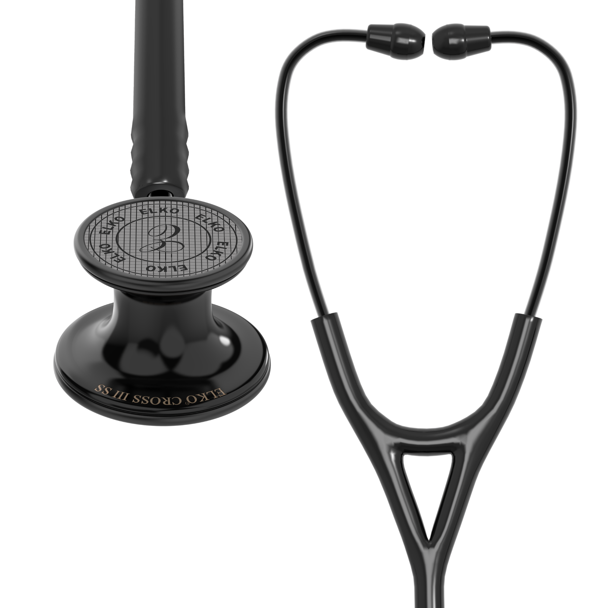 ELKO CROSS III SS Stainless Steel Stethoscope - Black Edition