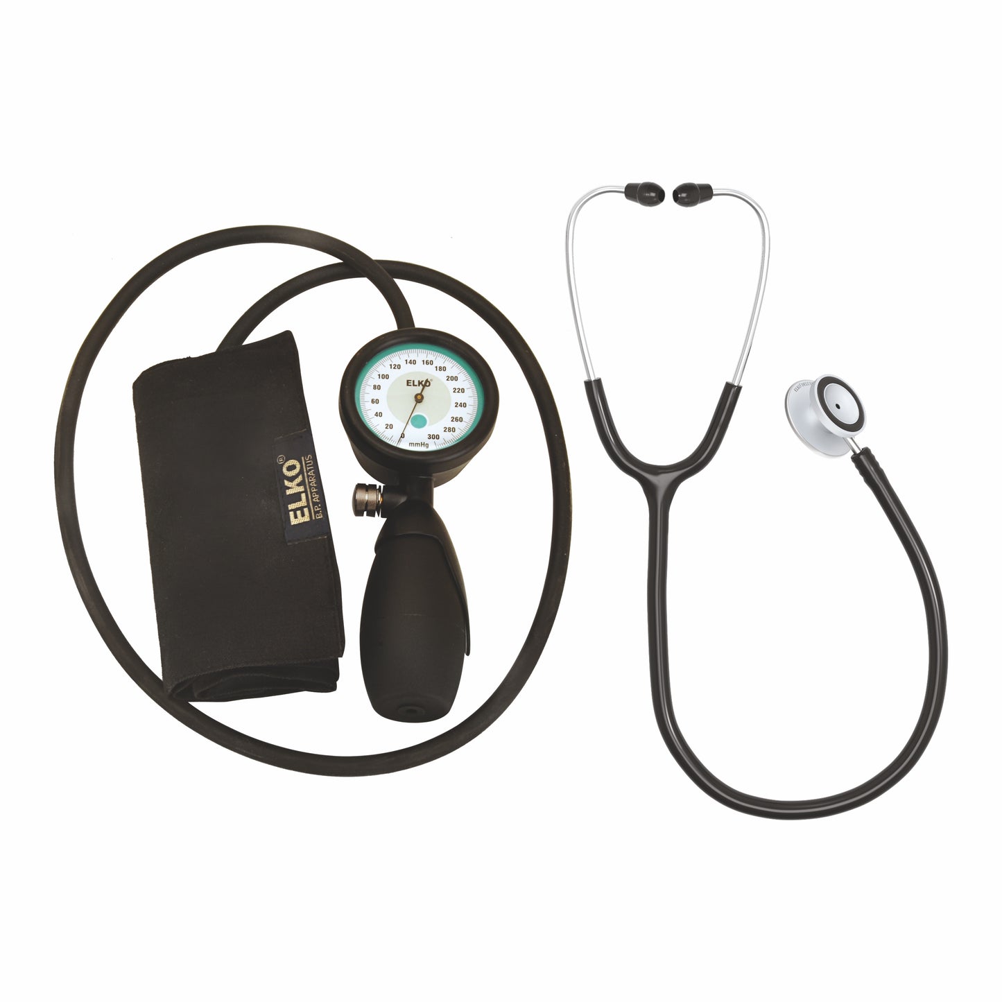 ELKO Palm Type Aneroid Sphygmomanometer with Deluxe Stethoscope