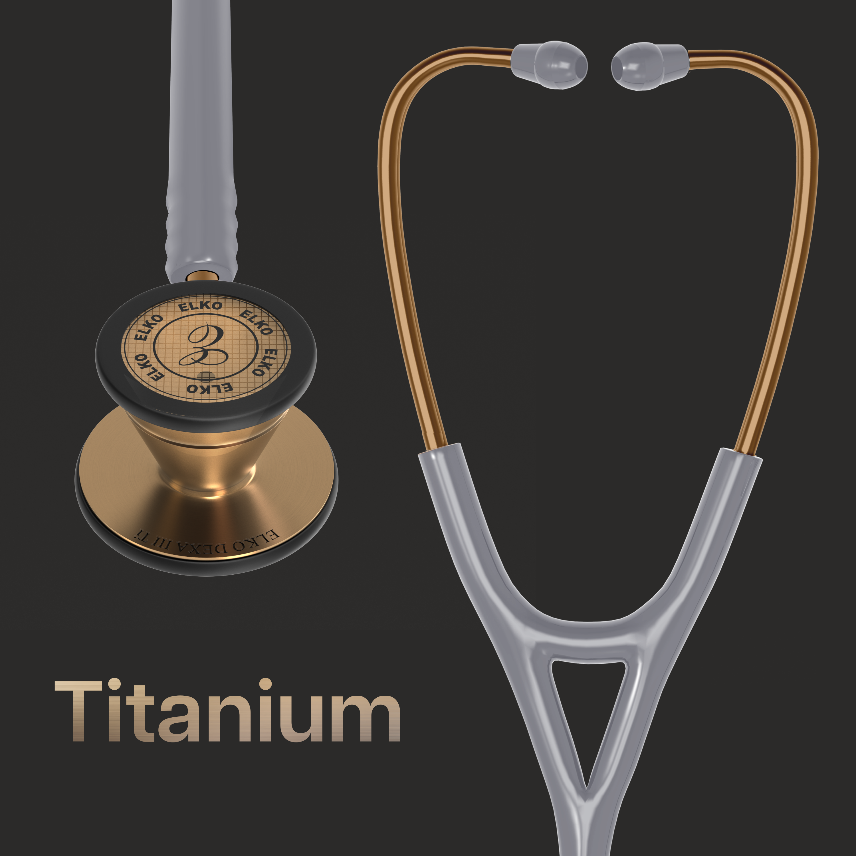 ELKO DEXA III Ti Titanium Stethoscope - Rose Gold