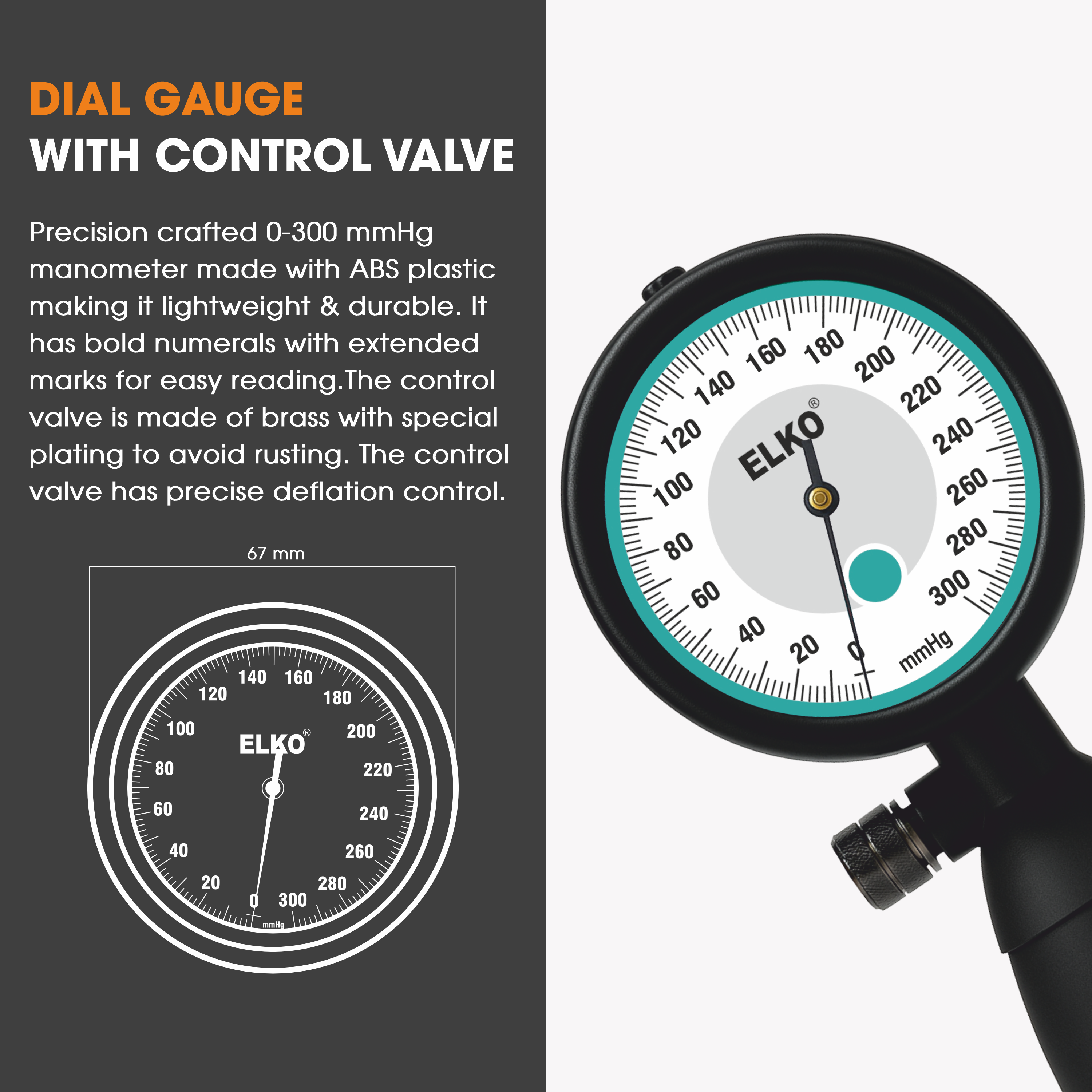ELKO Palm Type Aneroid Sphygmomanometer