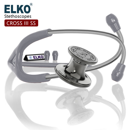 ELKO CROSS III SS Stainless Steel Stethoscope - Smoke Grey