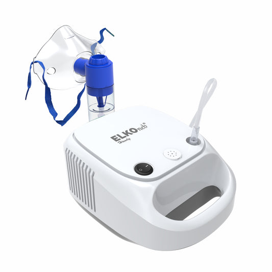 ELKO Handy Piston Compressor Nebulizer Machine with Complete Mask Kit