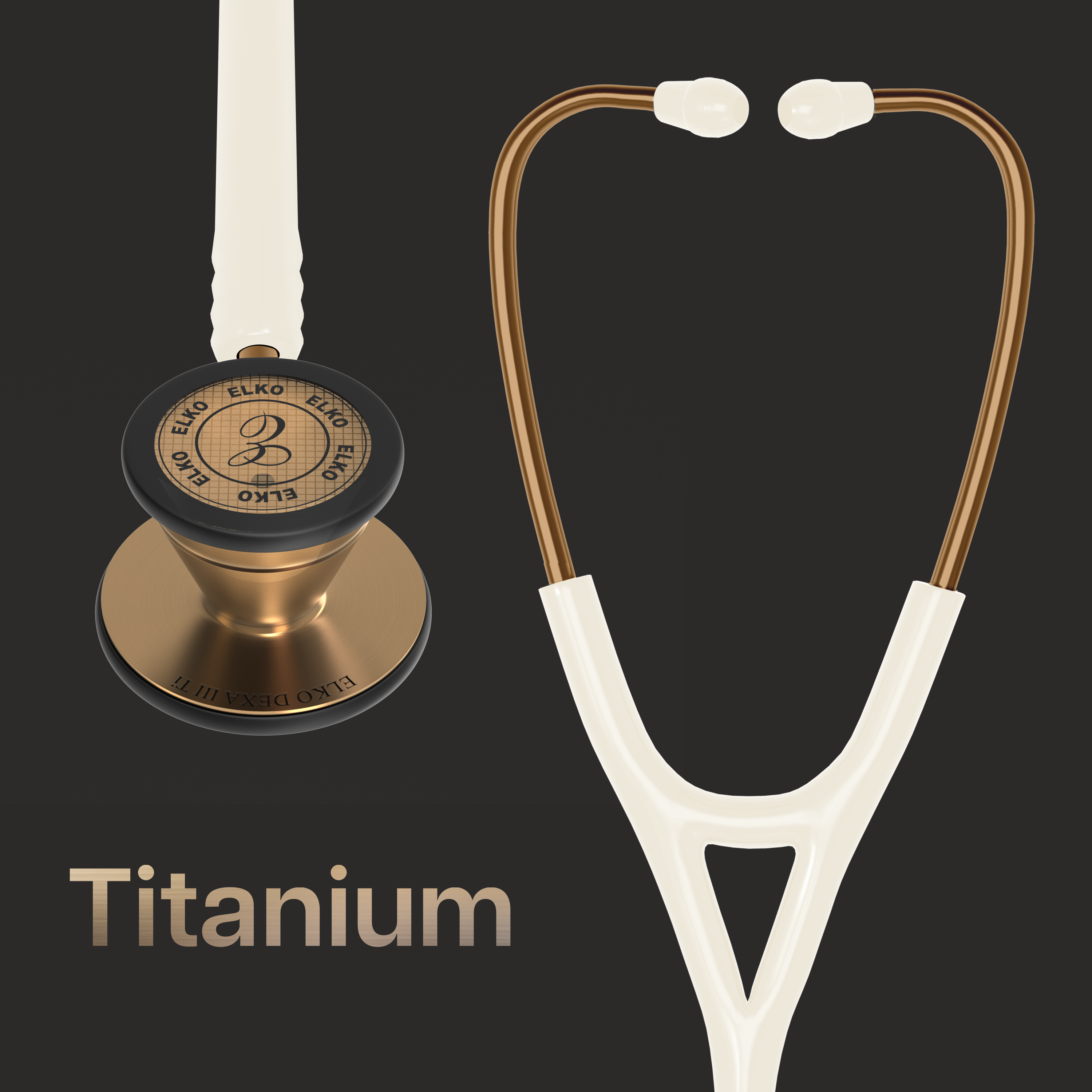 ELKO DEXA III Ti Titanium Stethoscope - Rose Gold