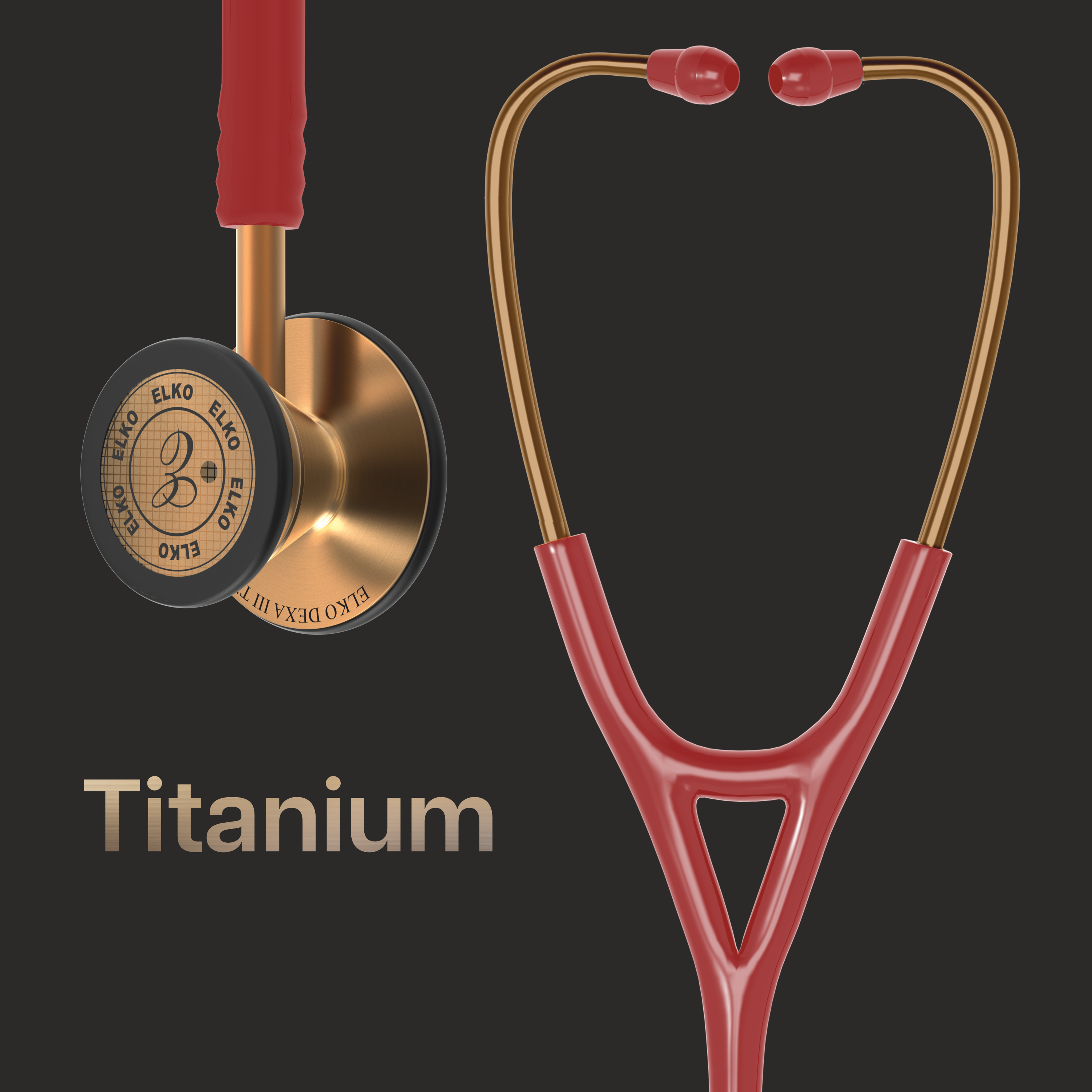 ELKO DEXA III Ti Titanium Stethoscope - Rose Gold