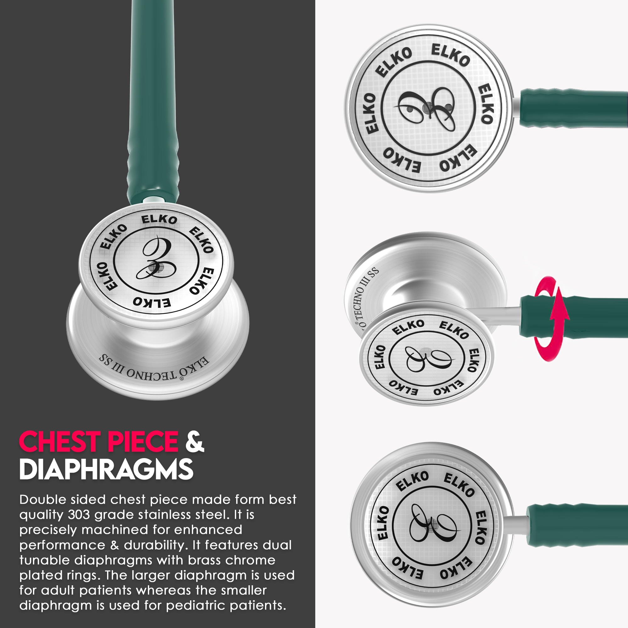 ELKO TECHNO III SS Stainless Steel Stethoscope