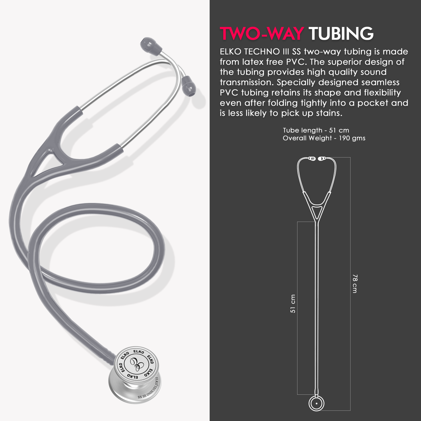 ELKO TECHNO III SS Stainless Steel Stethoscope