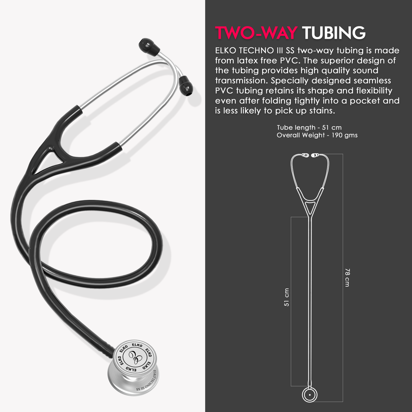 ELKO TECHNO III SS Stainless Steel Stethoscope