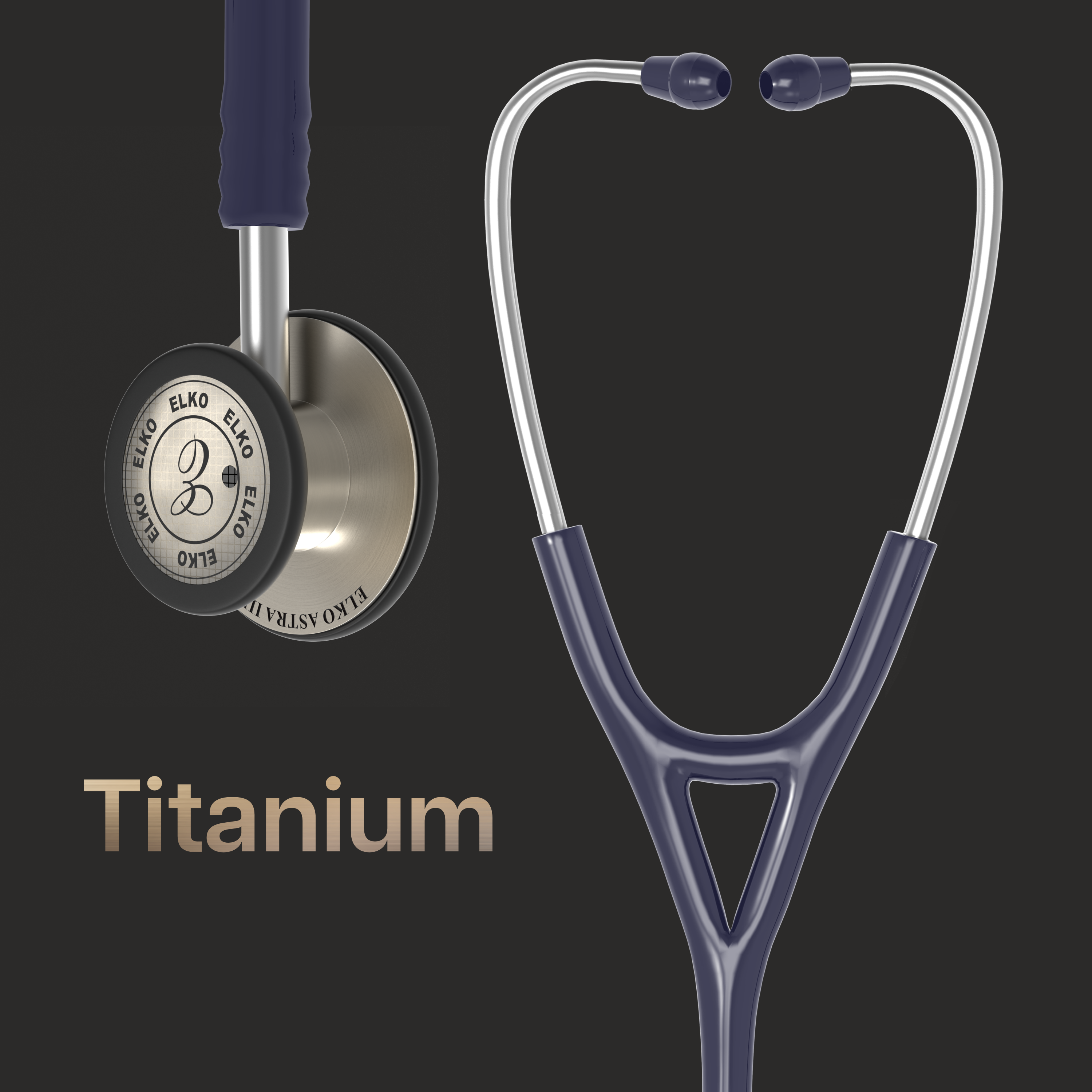 ELKO ASTRA III Ti Titanium Stethoscope - Natural Titanium