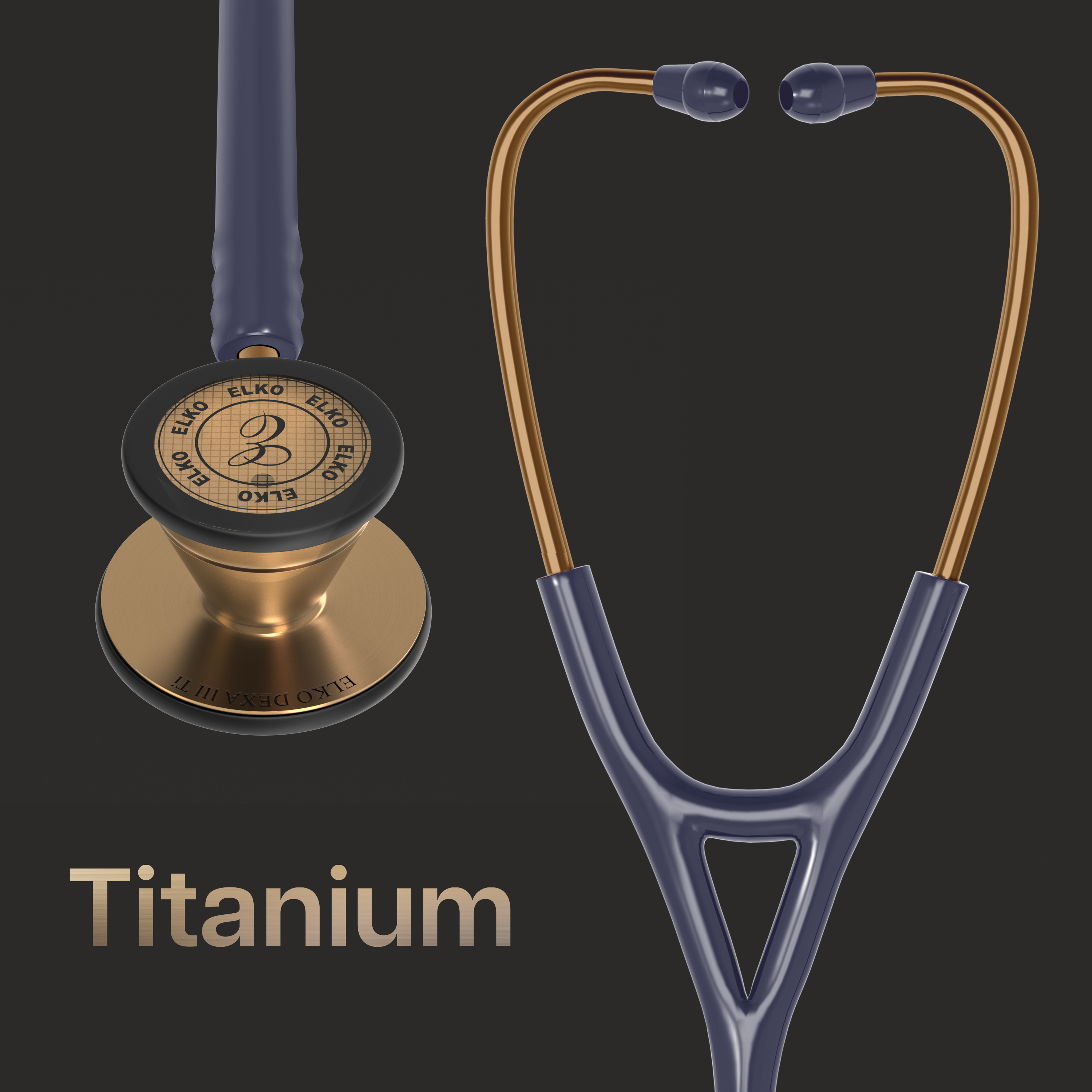 ELKO DEXA III Ti Titanium Stethoscope - Rose Gold