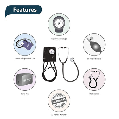 ELKO Dial Type Aneroid Sphygmomanometer - Deluxe