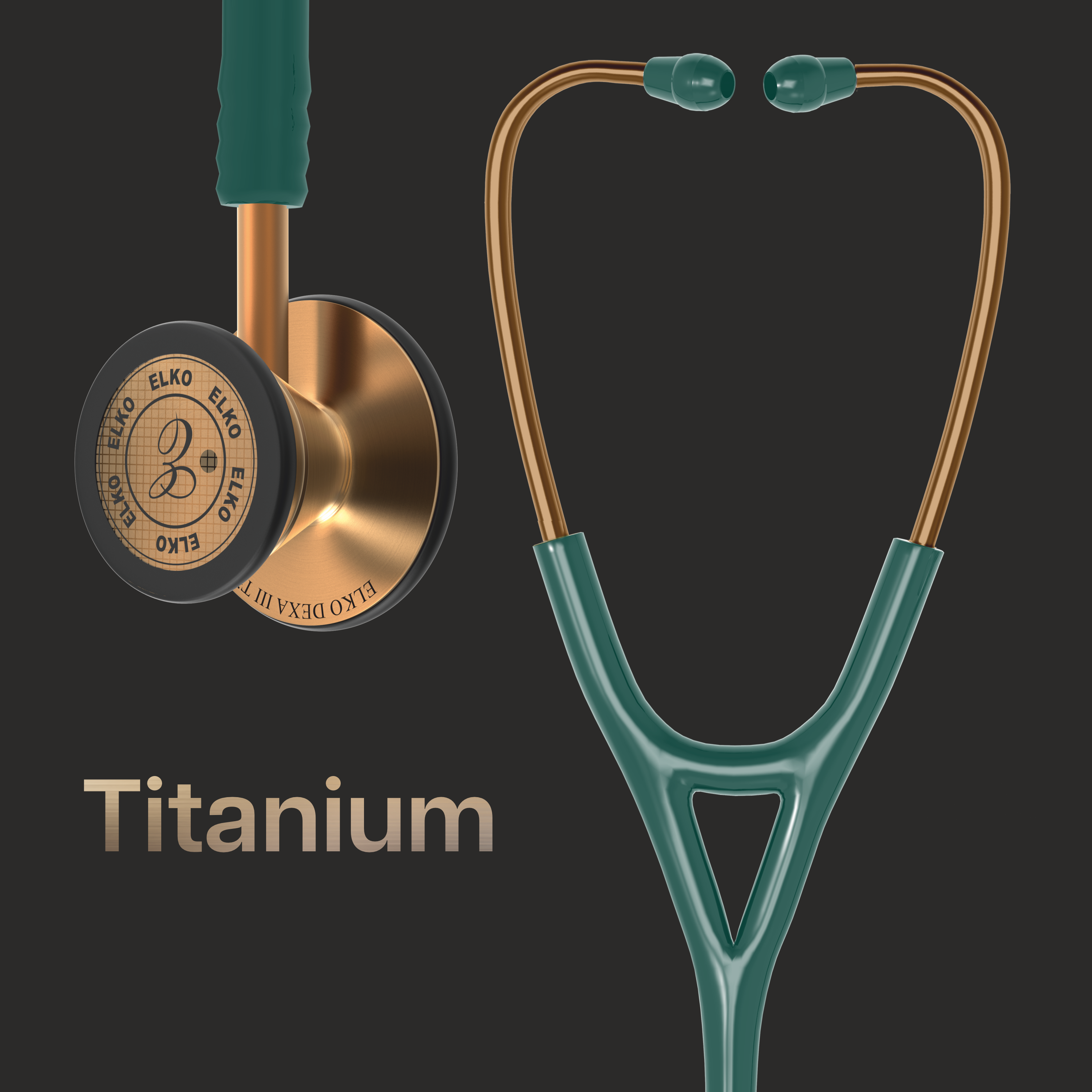 ELKO DEXA III Ti Titanium Stethoscope - Rose Gold