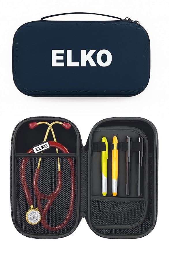 ELKO EVA Stethoscope Case with Dual Mesh Pockets and Center Sleeve for Accessories