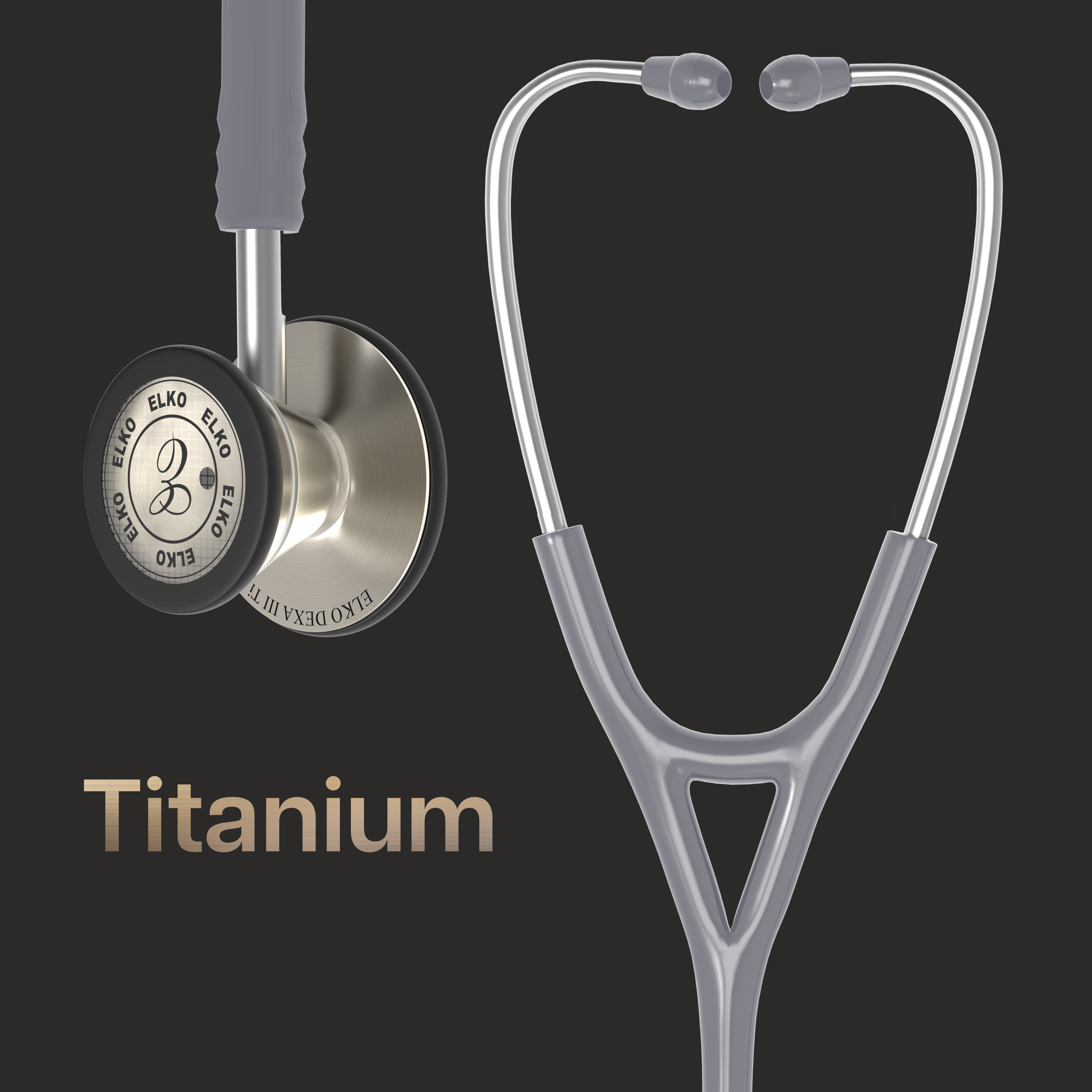 ELKO DEXA III Ti Titanium Stethoscope - Natural Titanium