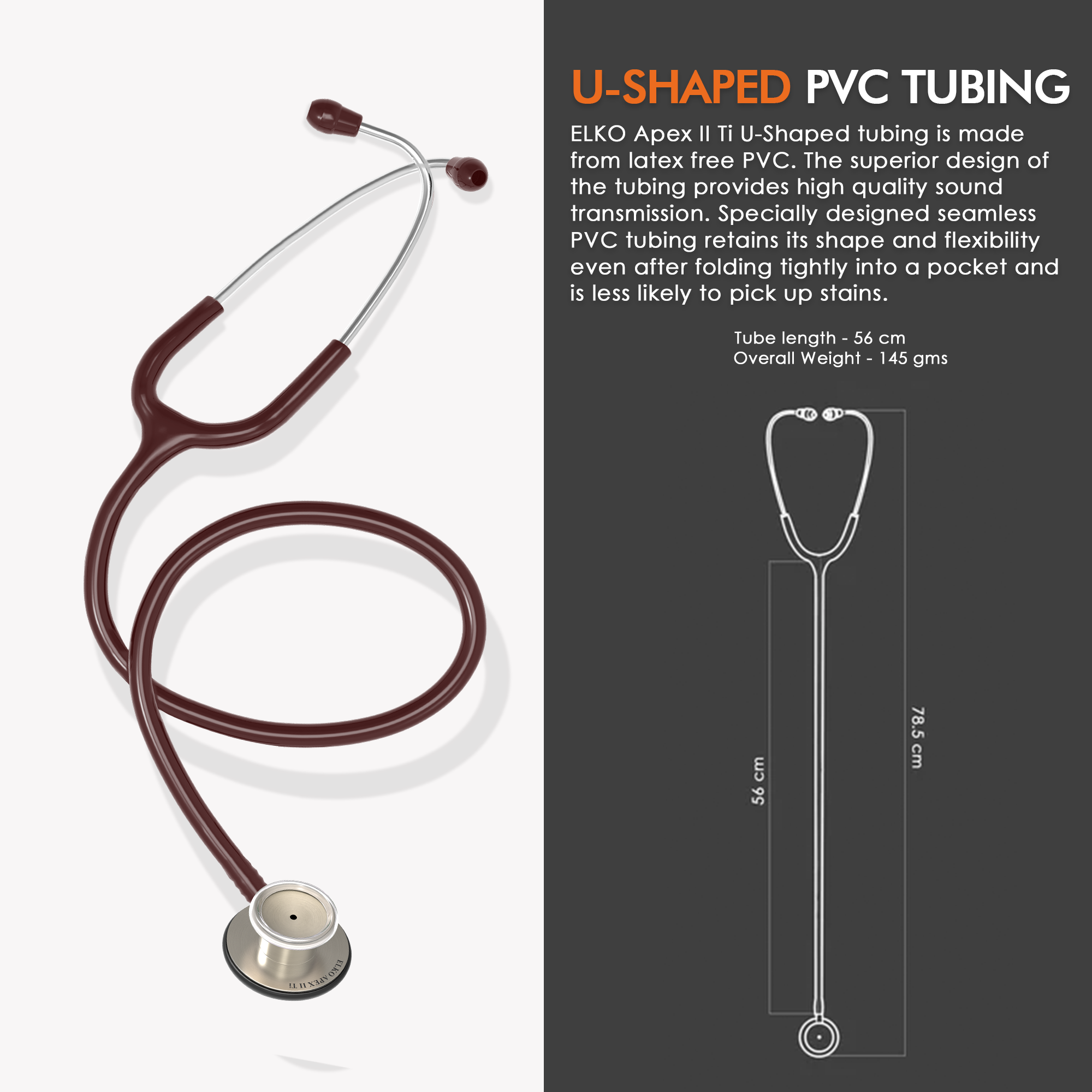 ELKO APEX II Ti Titanium Stethoscope - Natural Titanium