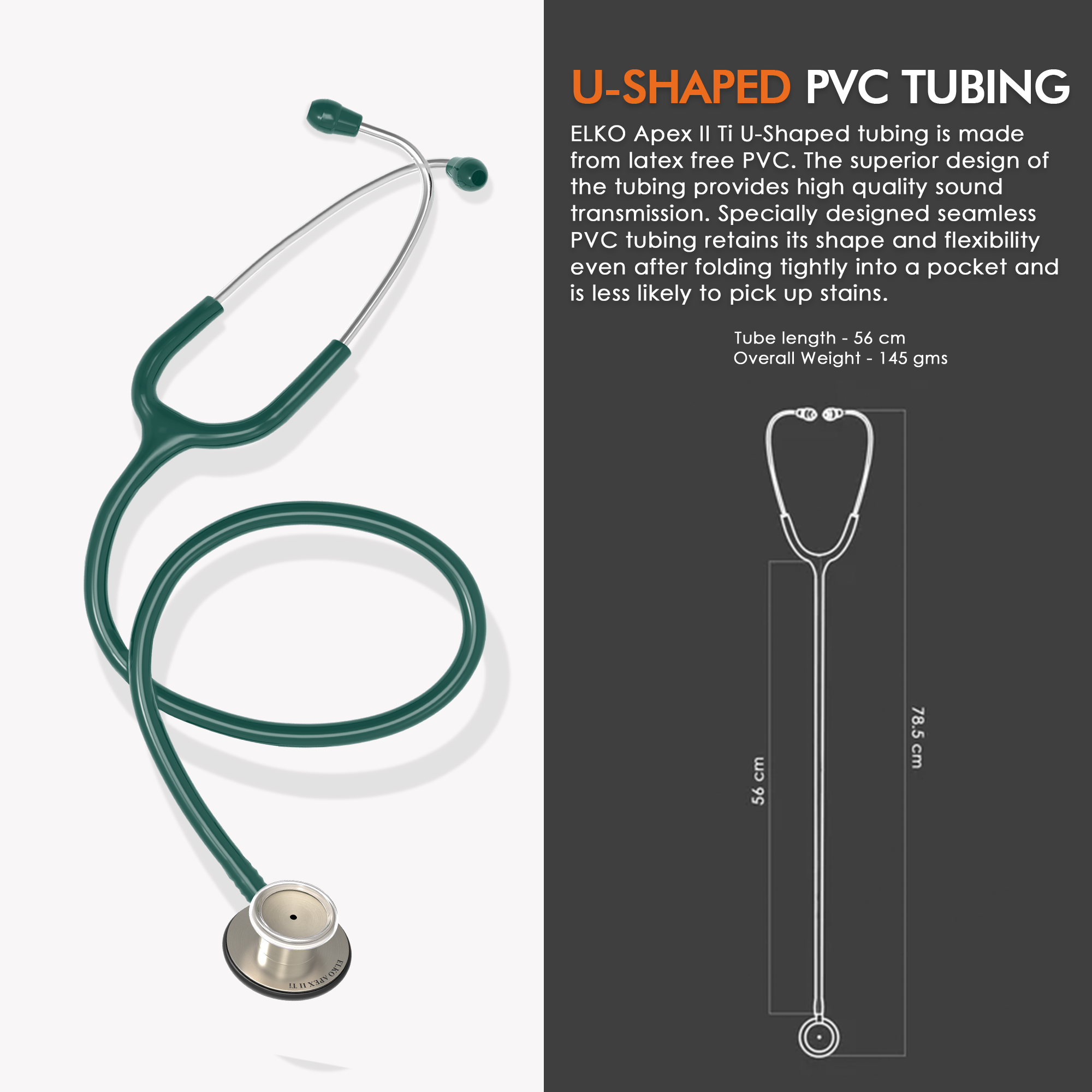 ELKO APEX II Ti Titanium Stethoscope - Natural Titanium