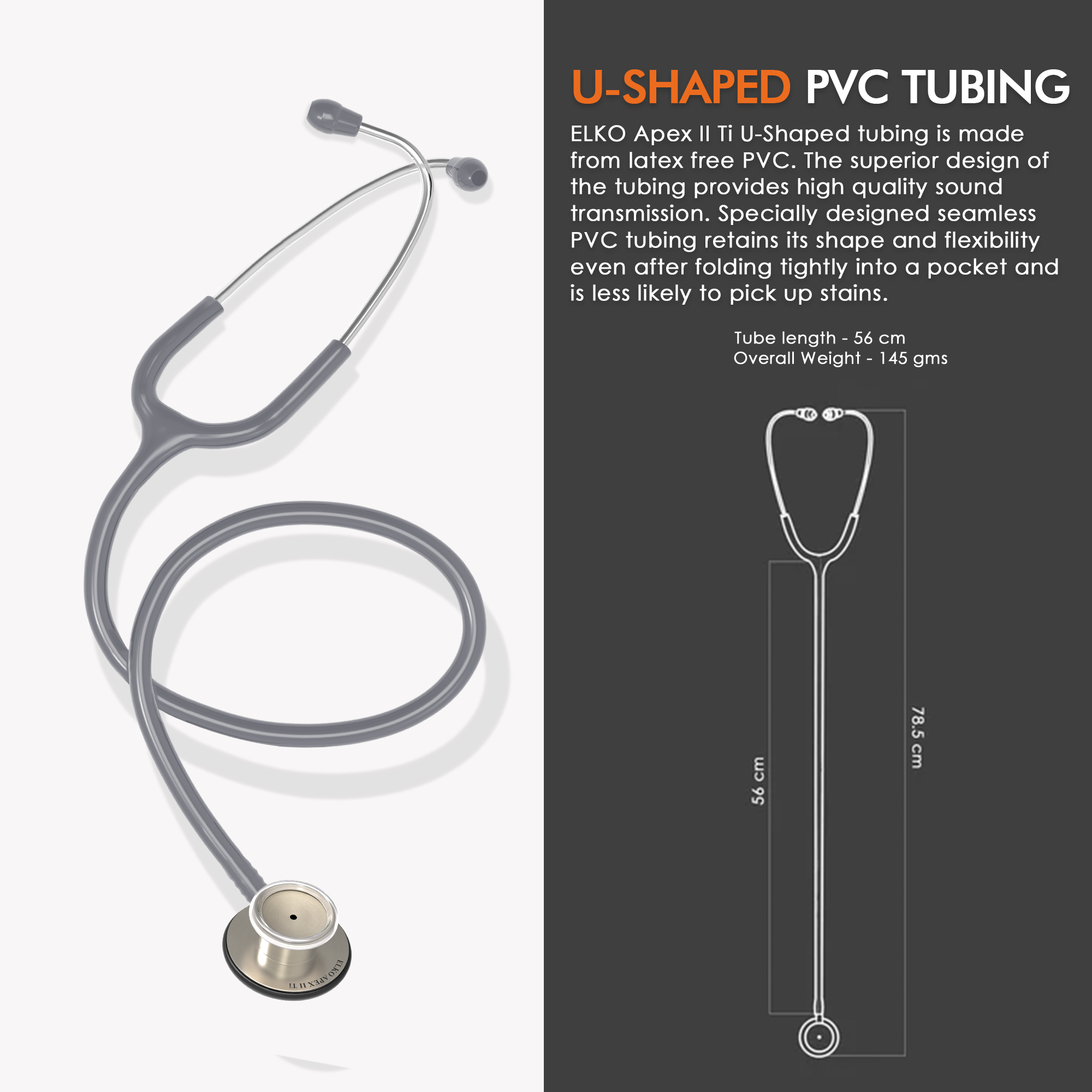 ELKO APEX II Ti Titanium Stethoscope - Natural Titanium
