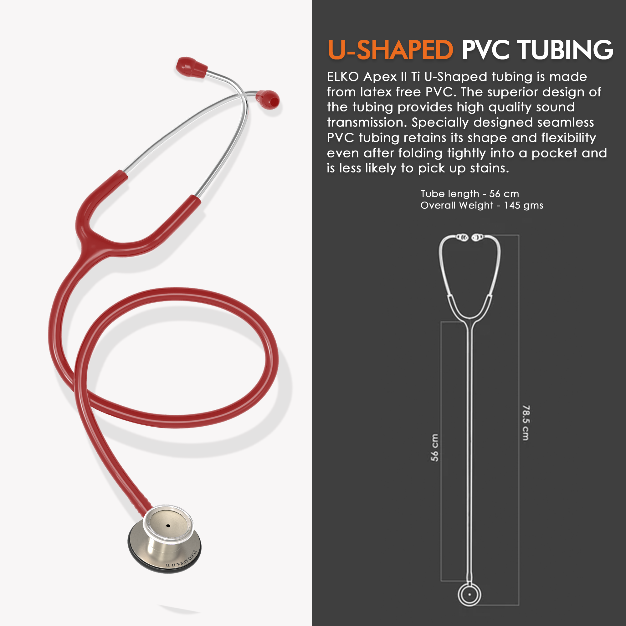 ELKO APEX II Ti Titanium Stethoscope - Natural Titanium