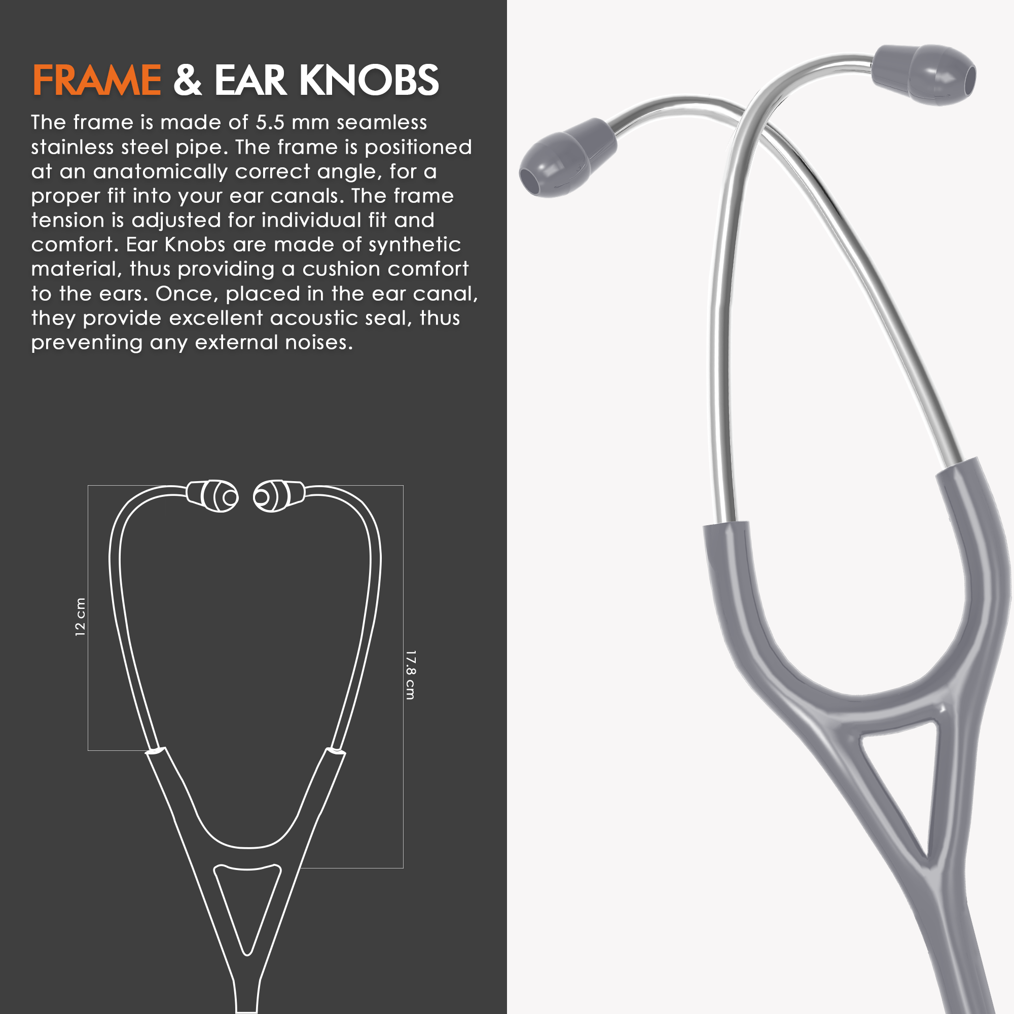ELKO ASTRA III Ti Titanium Stethoscope - Natural Titanium