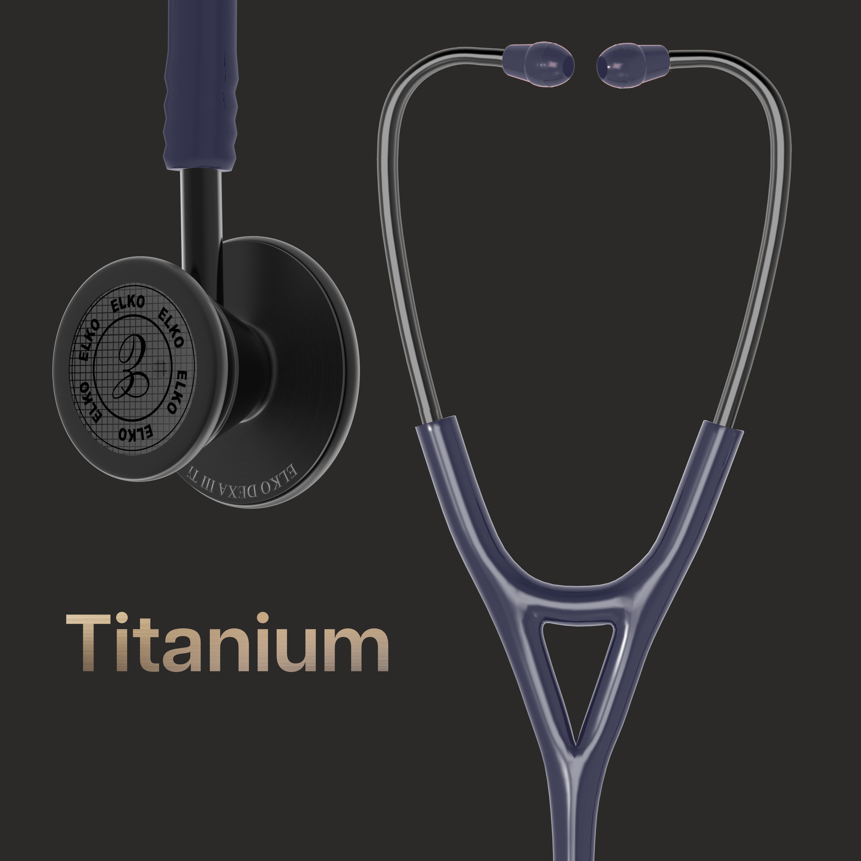 ELKO DEXA III Ti Titanium Stethoscope - Black Edition