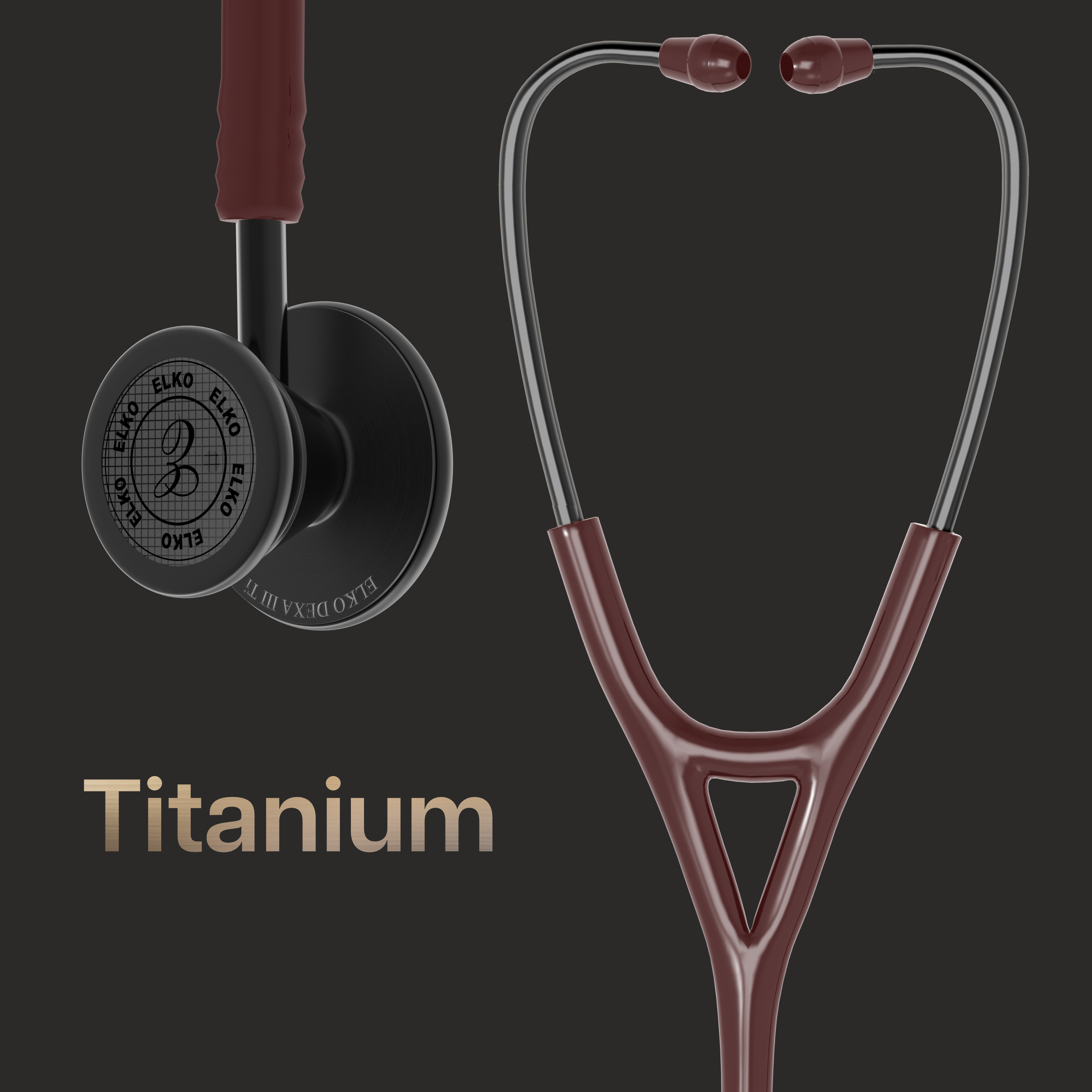 ELKO DEXA III Ti Titanium Stethoscope - Black Edition
