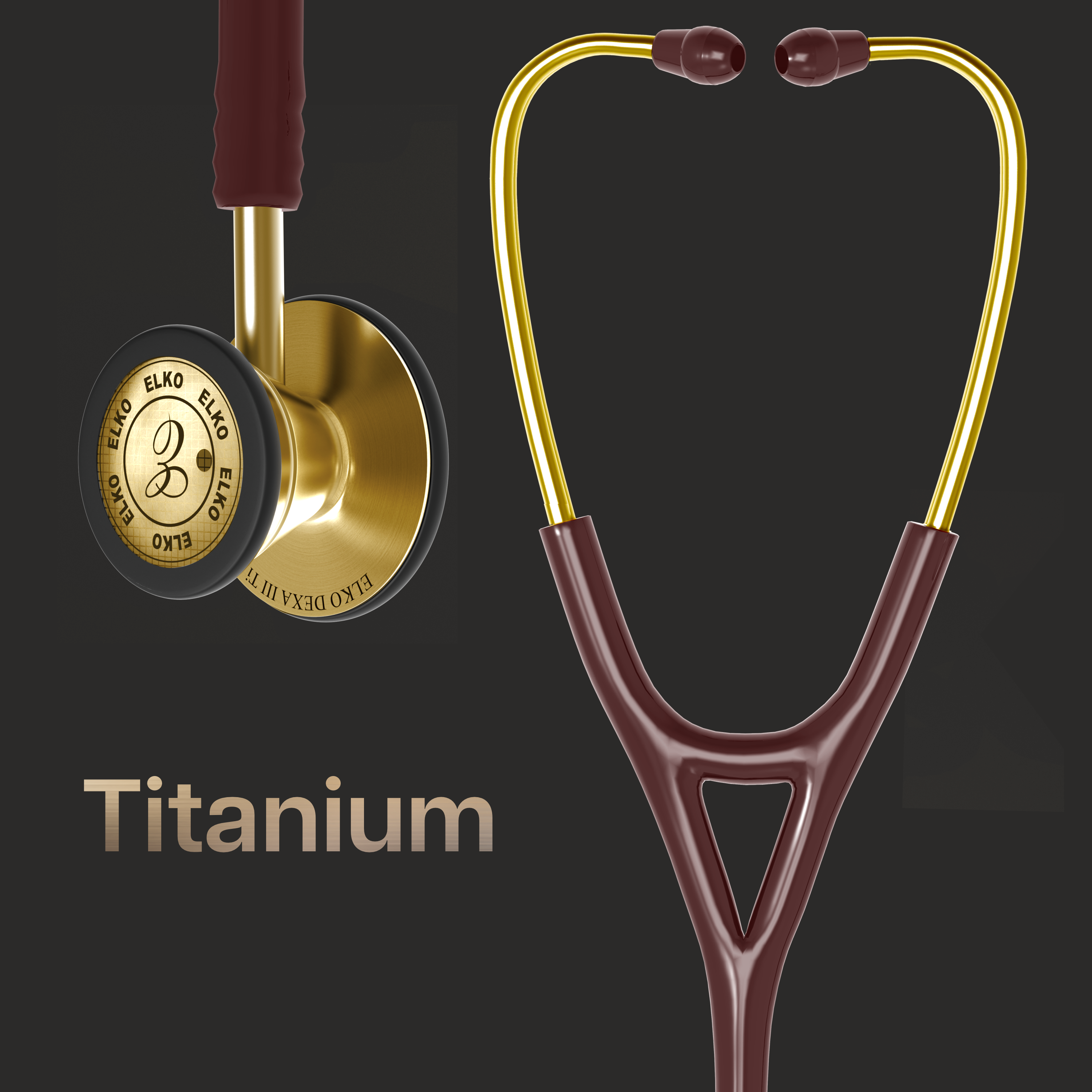 ELKO DEXA III Ti Titanium Stethoscopes- Gold Edition