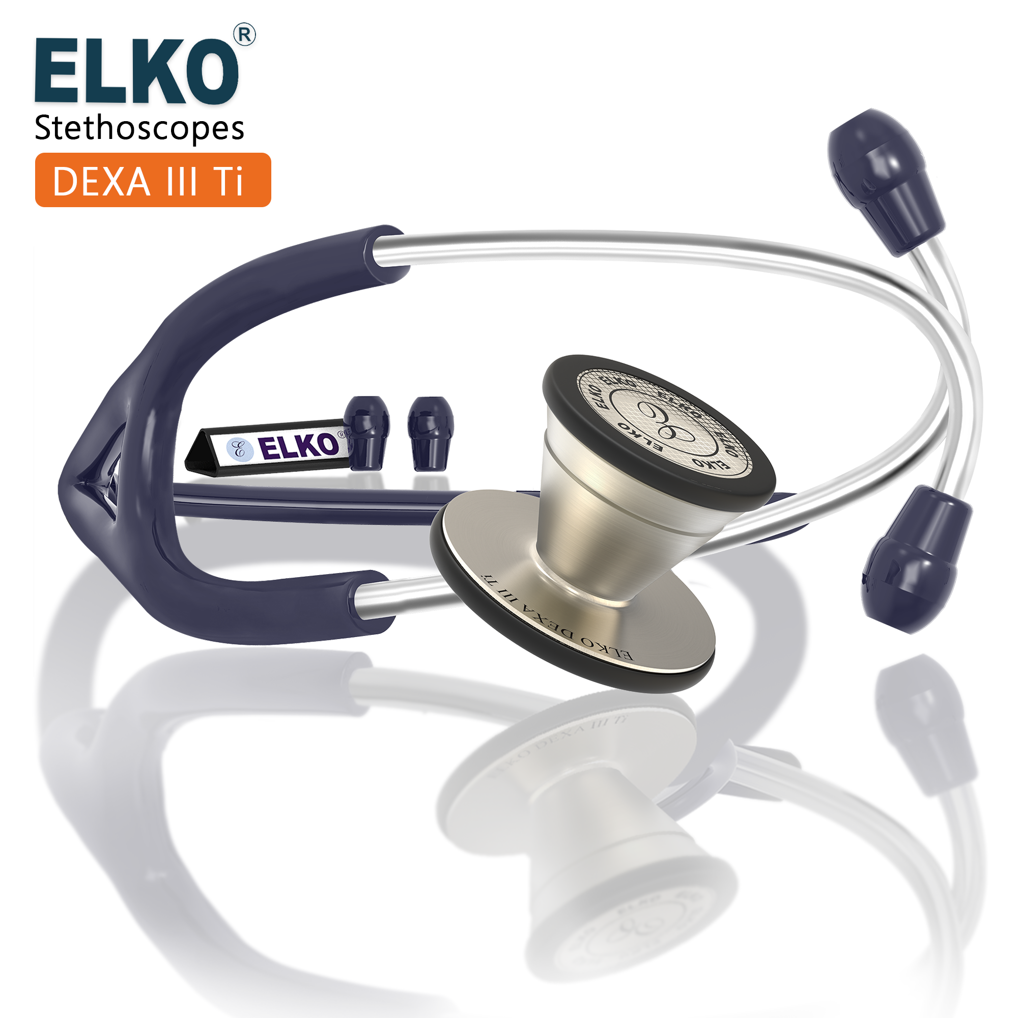 ELKO DEXA III Ti Titanium Stethoscope - Natural Titanium