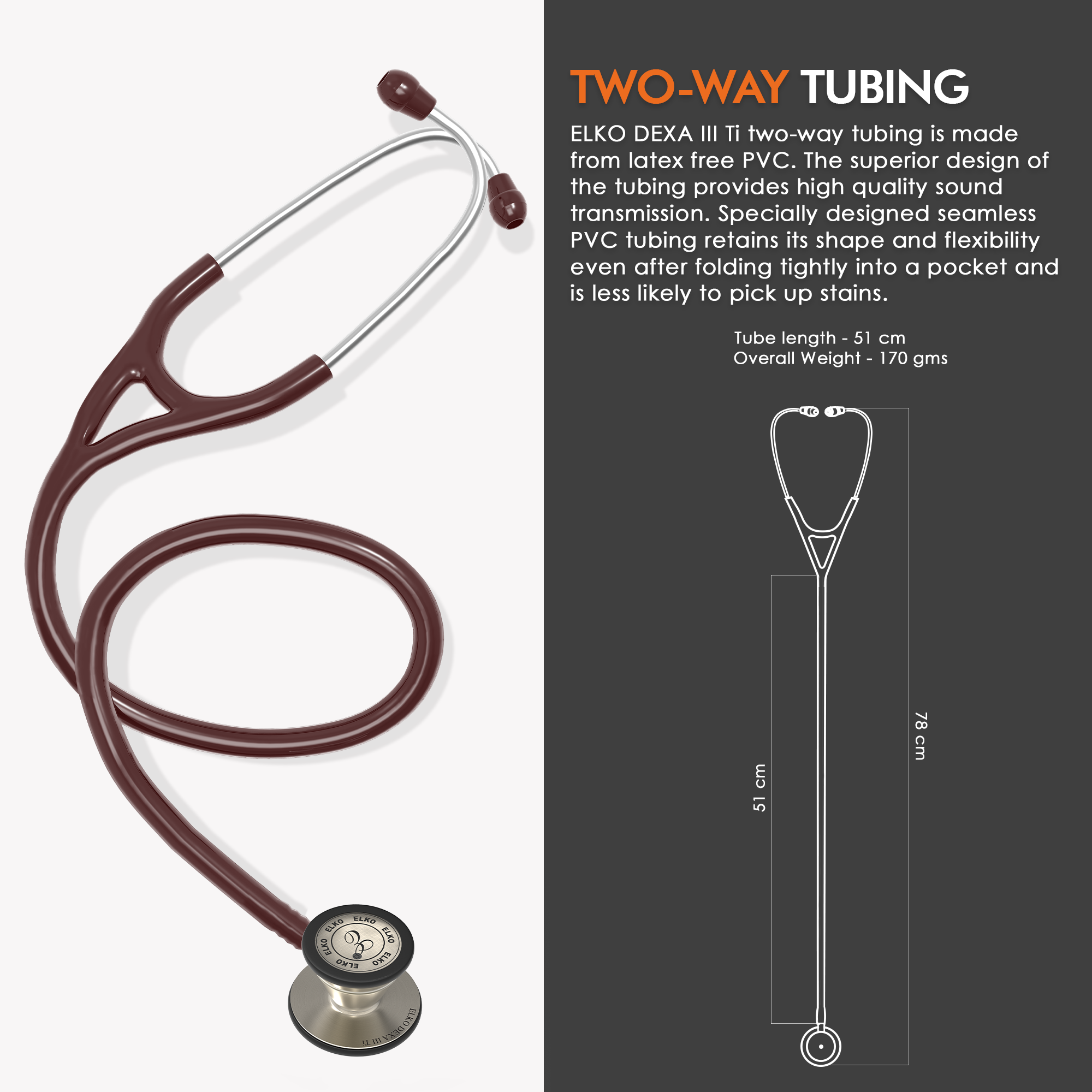 ELKO DEXA III Ti Titanium Stethoscope - Natural Titanium