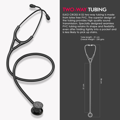 ELKO CROSS III SS Stainless Steel Stethoscope - Black Edition